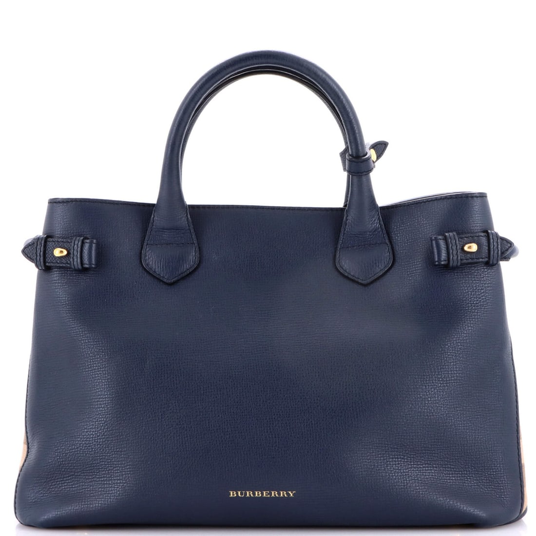 Burberry Banner Tote Leather and House Check Canvas Medium (1 of 7)