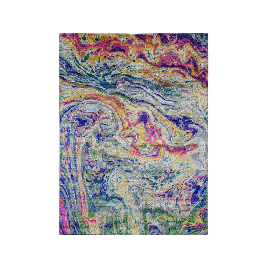 4'9"x6'7" THE LAVA Sari Silk With Textured Wool Hand Knotted Rug: 4'9"x6'7" THE LAVA Sari Silk With Textured Wool Hand Knotted Rug Experience the warmth and richness of India's finest craftsmanship with this stunning 4'9"x6'7" Lava Sari Silk With Textured Wool Hand