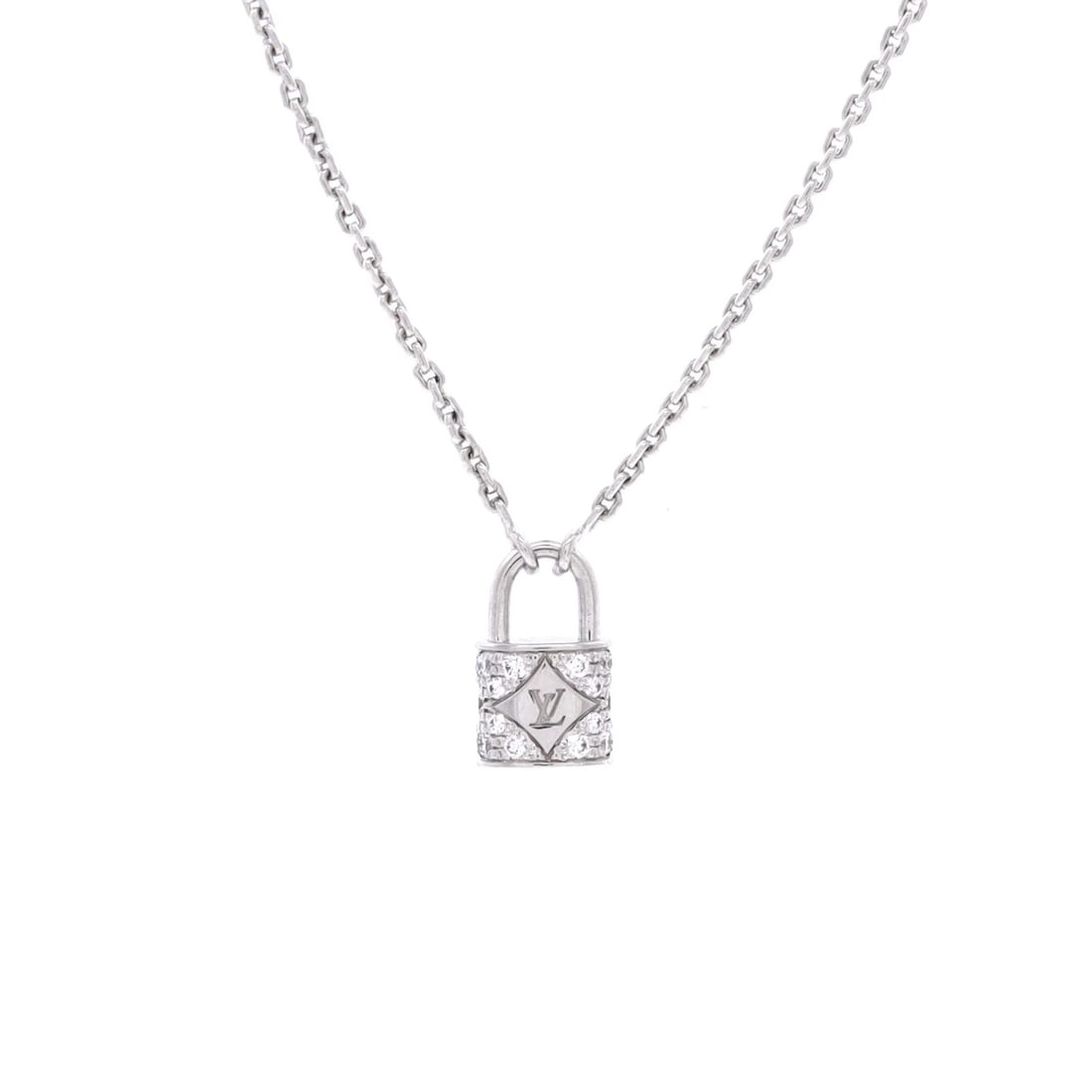 Louis Vuitton Mini Necklace Gold Pave Diamonds with Lock Pendant (1 of 4)