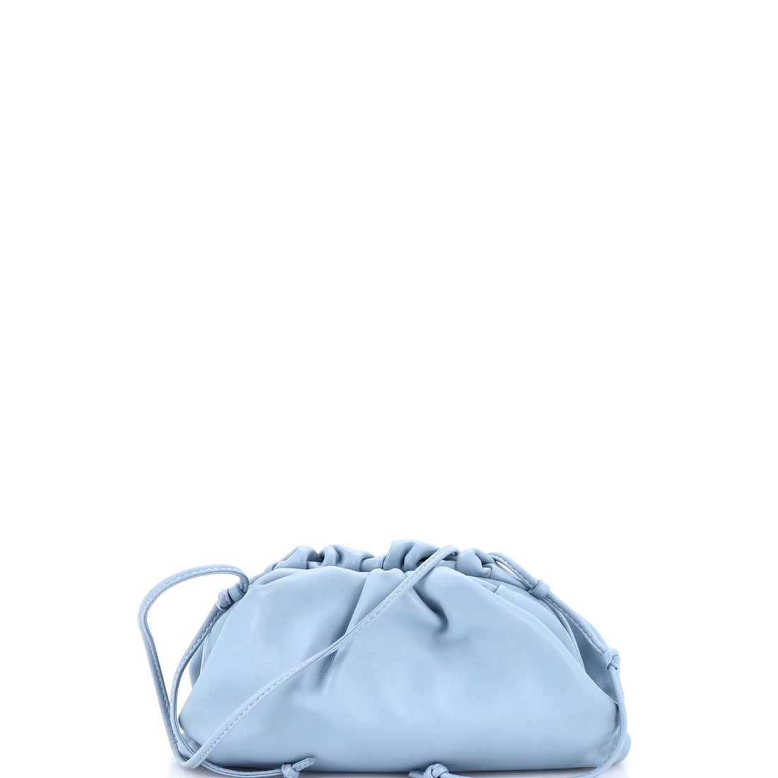 Mini leather pouch from Bottega Veneta: Mini leather pouch from Bottega Veneta A miniature masterpiece from Bottega Veneta, this sleek leather pouch boasts a stunning blue hue and gold hardware, adding a touch of sophistication to any