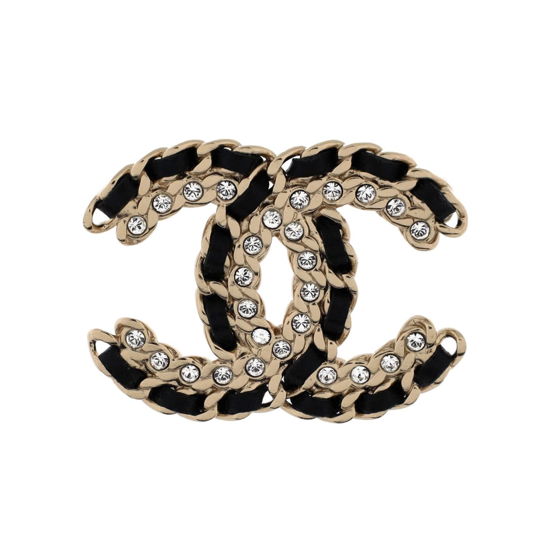 Chanel Vintage Allure Chain CC Brooch Metal with Lambskin and Crystal (1 of 3)