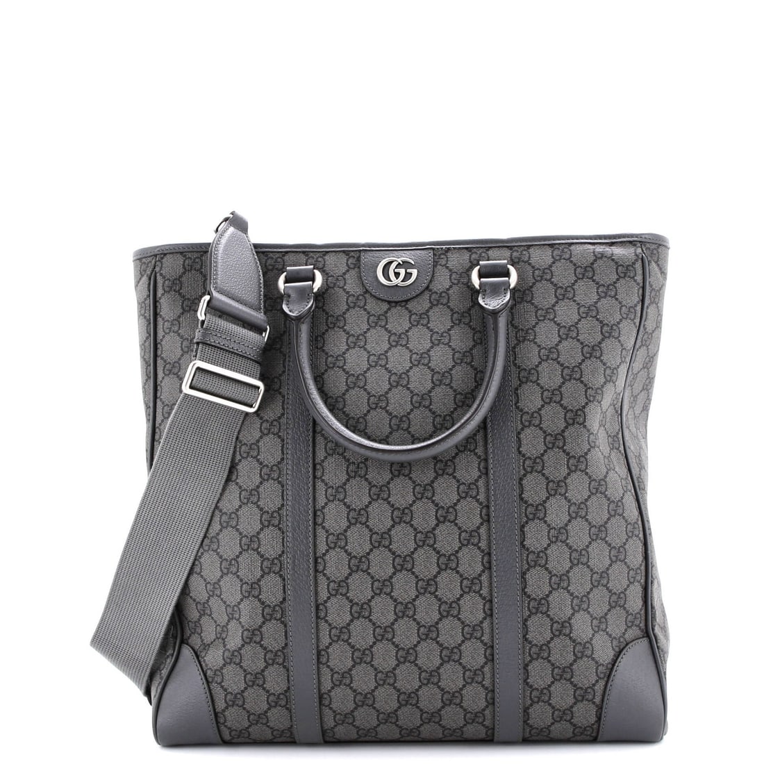 Gucci Ophidia Convertible Open Tote GG Coated Canvas Tall: Gucci Ophidia Convertible Open Tote GG Coated Canvas Tall Elevate your everyday style with the iconic Gucci Ophidia Convertible Open Tote, boasting a sleek gray canvas exterior and neutral interior.