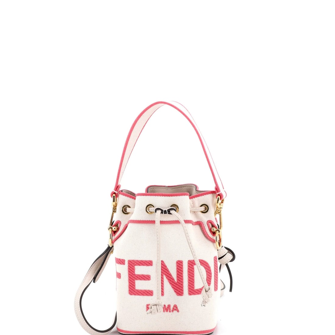 Fendi Logo Embroidered Canvas Mini Tresor Bucket Bag (1 of 5)