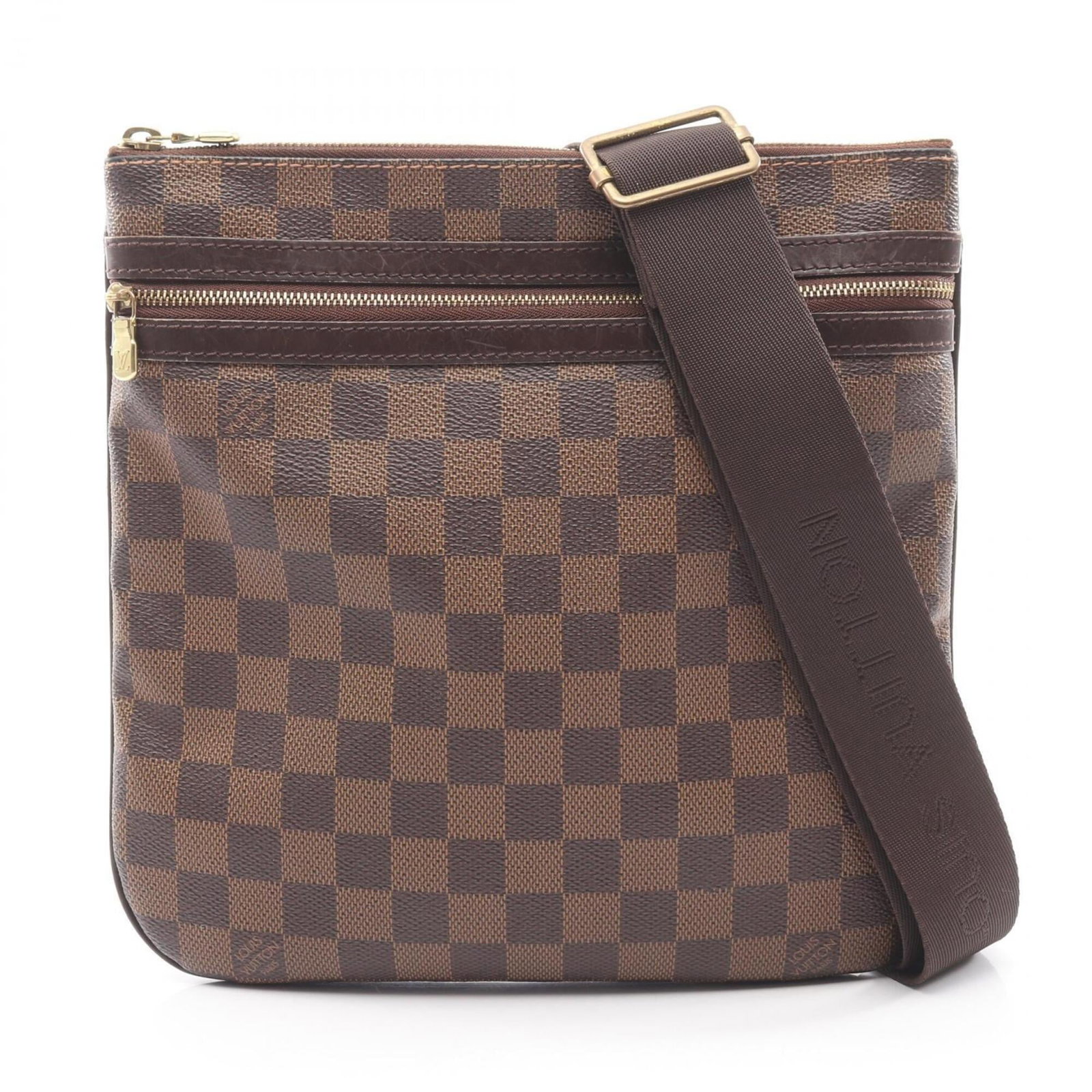 Louis Vuitton Handbag, Pochette, Shoulder Bag Damier Canvas: Louis Vuitton Handbag, Pochette, Shoulder Bag Damier Canvas This stunning Louis Vuitton Pochette in Damier Canvas is a timeless classic, boasting the iconic brand's signature monogram pattern and rich