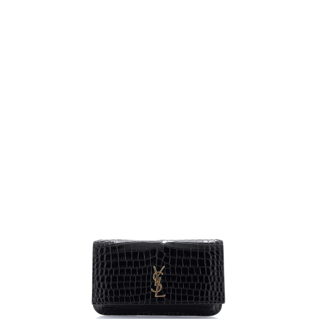 Crocodile Embossed Classic Saint Laurent Monogram Shoulder Bag (1 of 5)
