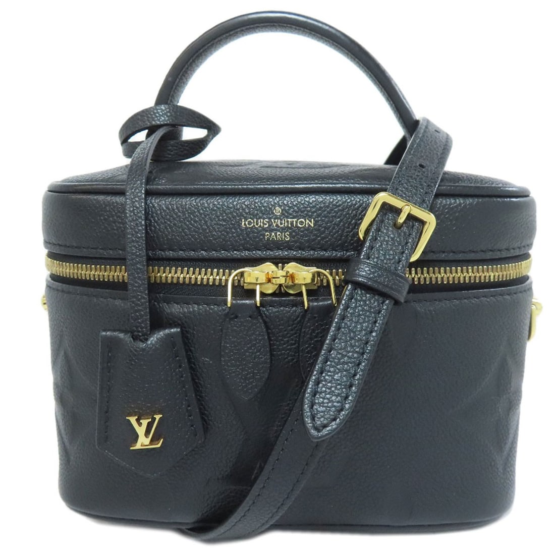 Louis Vuitton Empreinte Handbag Vanity PM: Louis Vuitton Empreinte Handbag Vanity PM The Louis Vuitton Empreinte Handbag Vanity PM is a sleek and sophisticated accessory that exudes luxury. With its iconic Empreinte pattern in rich black,