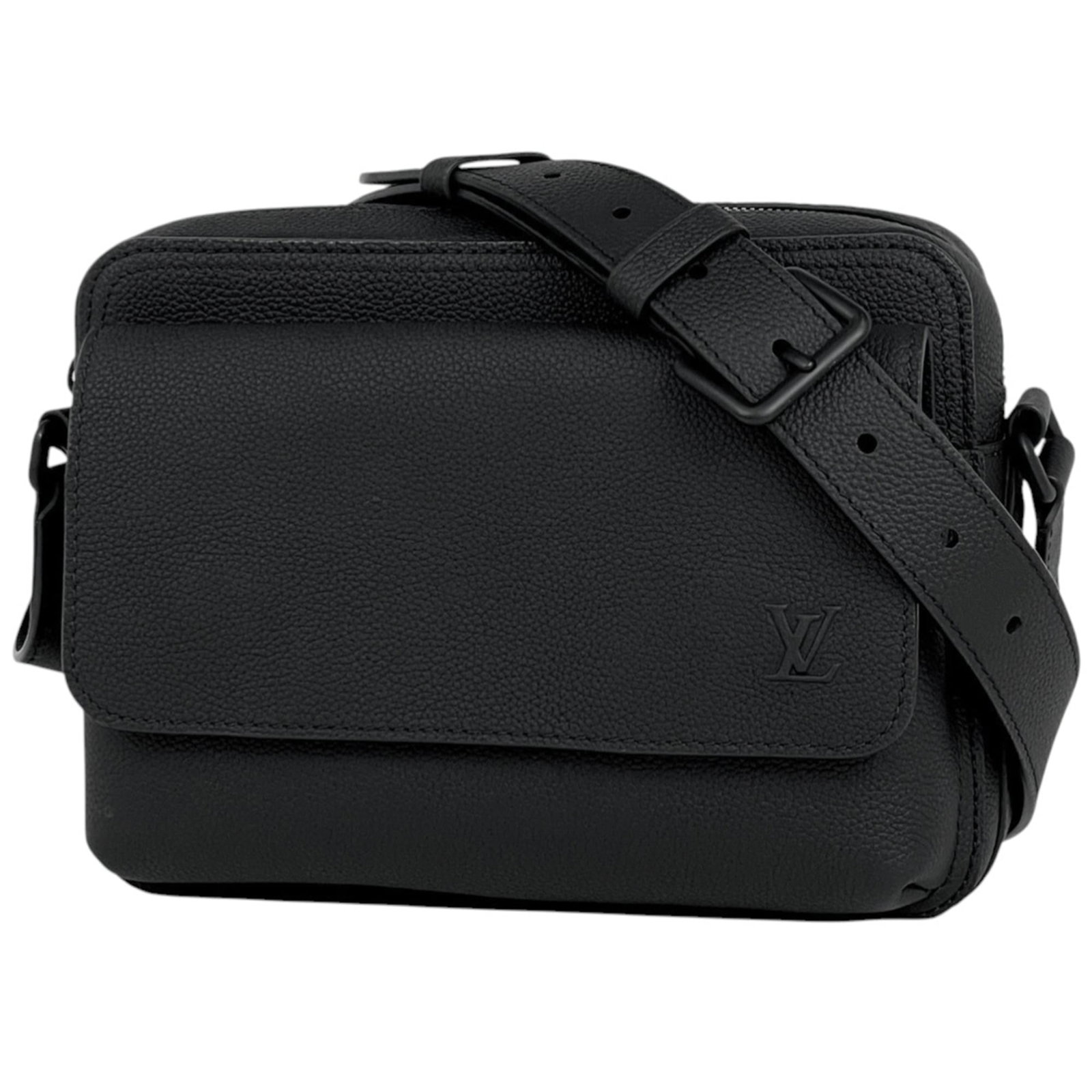 Leather Louis Vuitton Shoulder Bag: Leather Louis Vuitton Shoulder Bag A timeless and sophisticated shoulder bag, this classic Louis Vuitton design boasts a sleek black leather exterior with an open interior pocket and a spacious flap