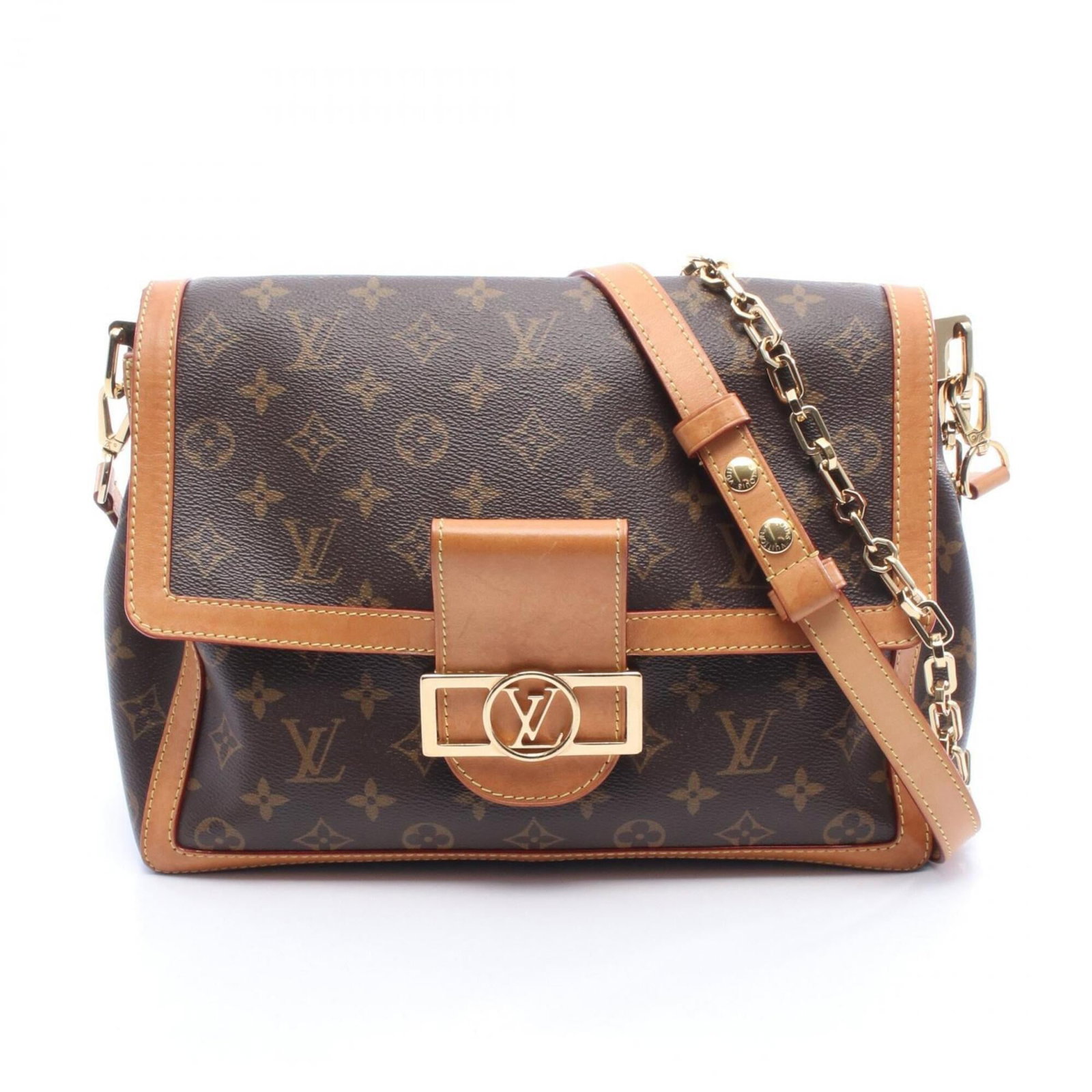 Louis Vuitton Leather Shoulder Bag: Louis Vuitton Leather Shoulder Bag A timeless piece from the iconic Louis Vuitton brand, this brown monogram leather shoulder bag boasts classic design and luxurious feel. With its signature LV