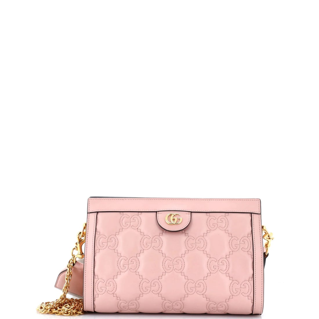Gucci small matelasse leather shoulder bag: Gucci small matelasse leather shoulder bag Elevate your everyday style with the iconic Gucci GG Matelasse Leather Small Shoulder Bag, boasting a chic pink exterior and neutral interior canvas. The