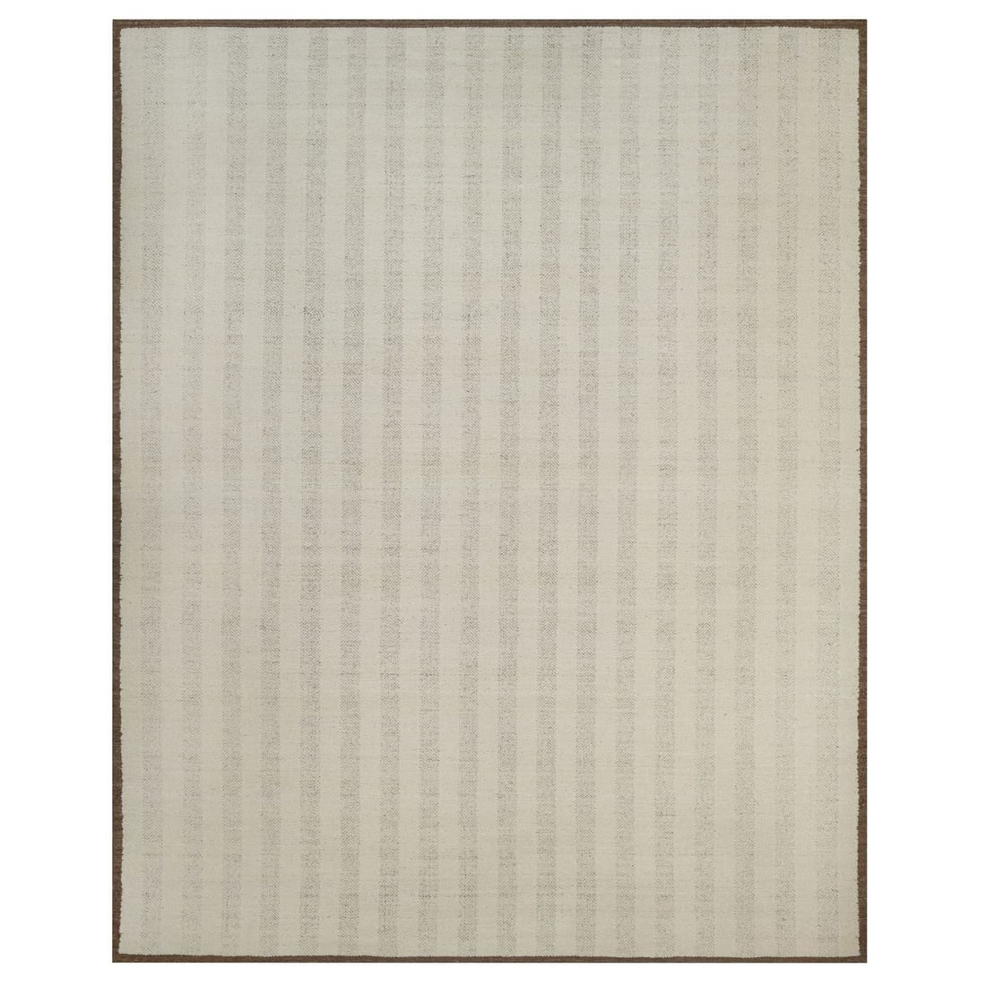 12'x15' Ivory Modern Vertical Stripes Design Hand Knotted Pure Wool XL Rug (1 of 11)