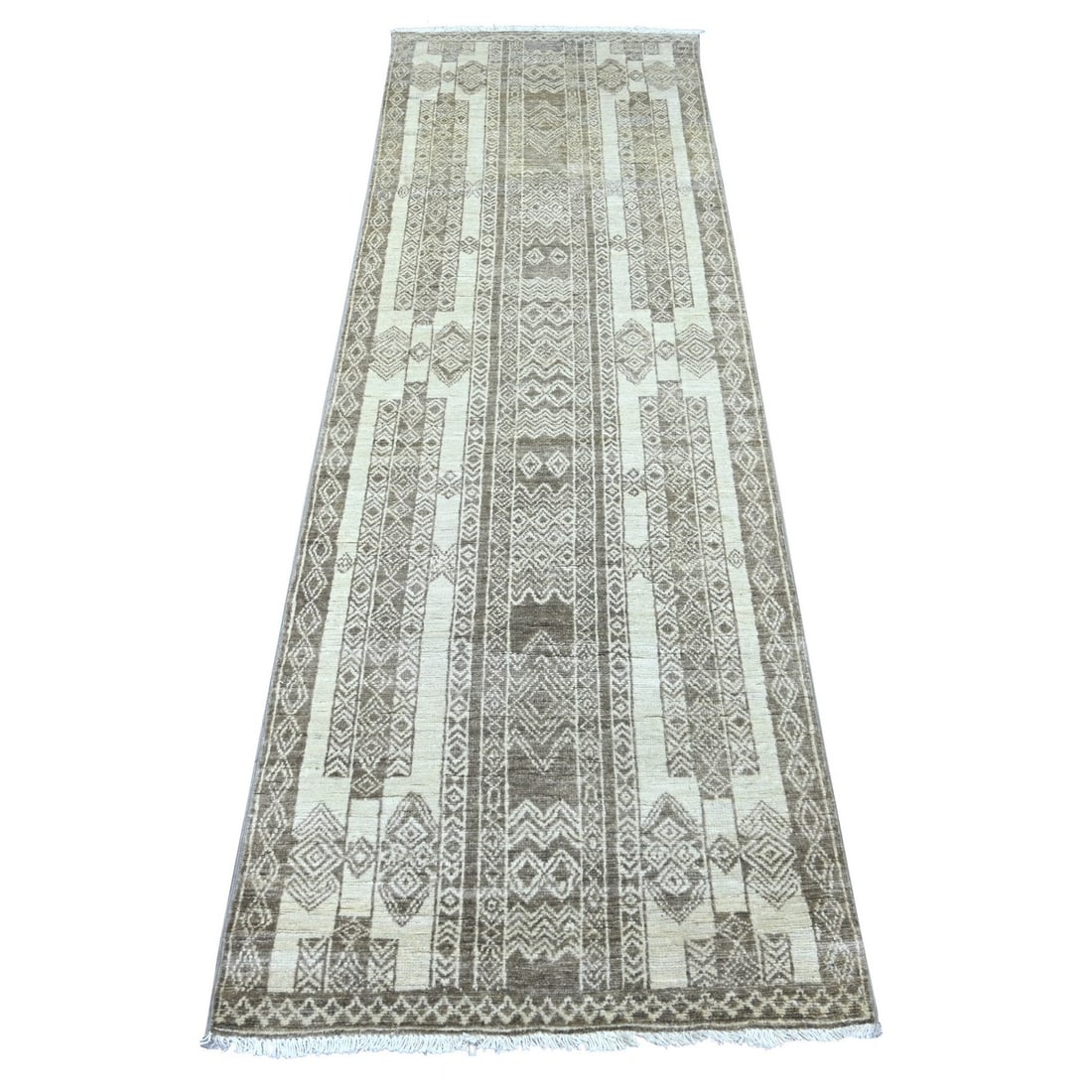 Moroccan Berber hand knotted wool runner rug brown 2'5"x7'6". (1 of 6)
