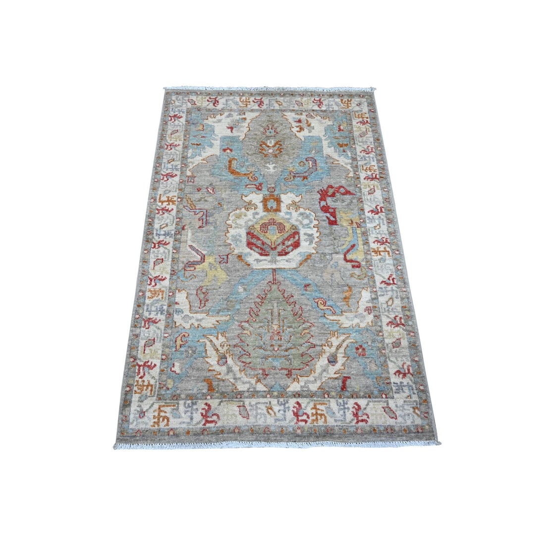 3'x4'8" Rhino Gray Organic Wool Fine Aryana Peshawar Oriental Rug (1 of 6)