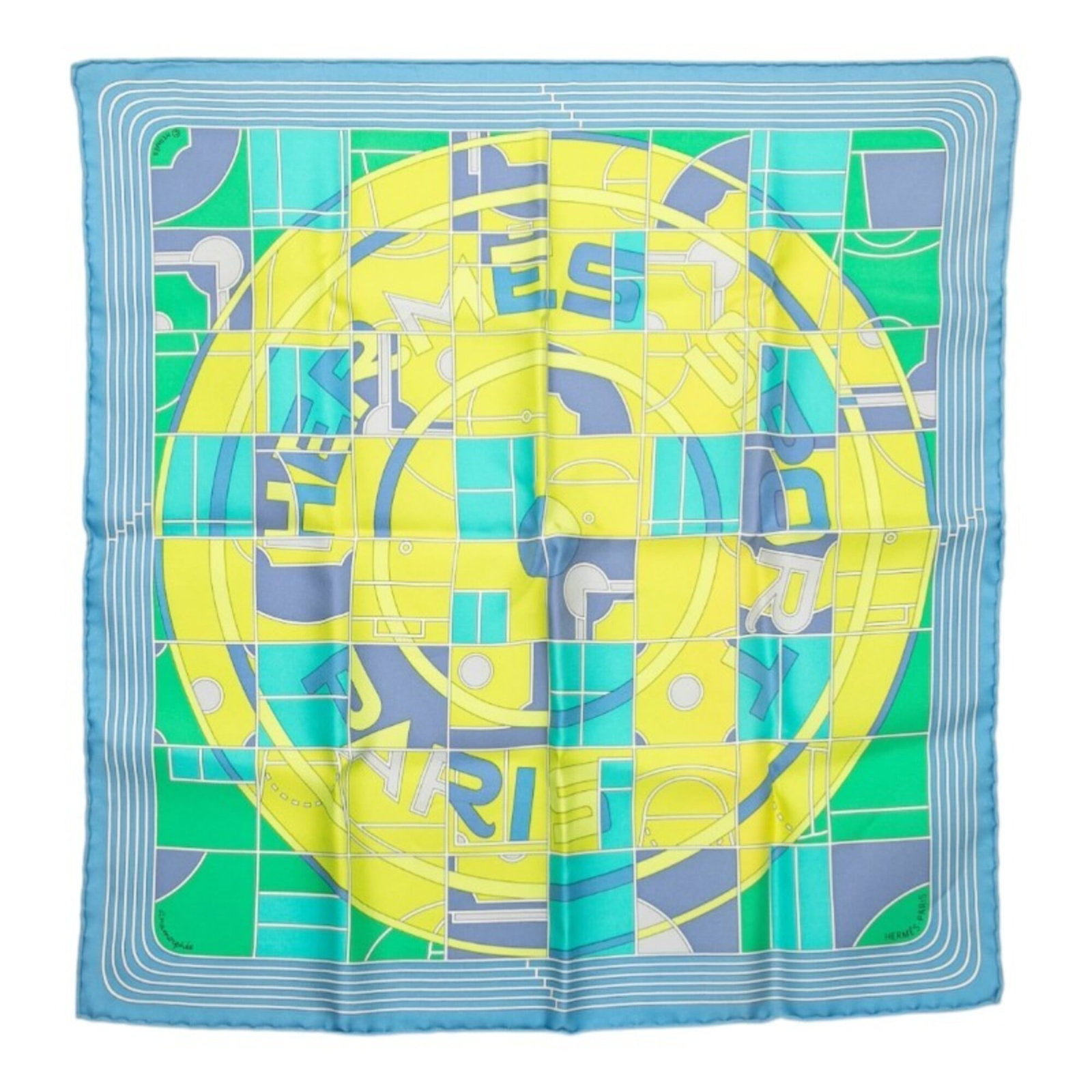 Hermes silk scarf: Hermes silk scarf A stunning Hermes silk scarf in a vibrant blue and multi-color design, crafted from luxurious silk fabric with a subtle sheen. With its classic 43cm x 42cm dimensions, this timeless