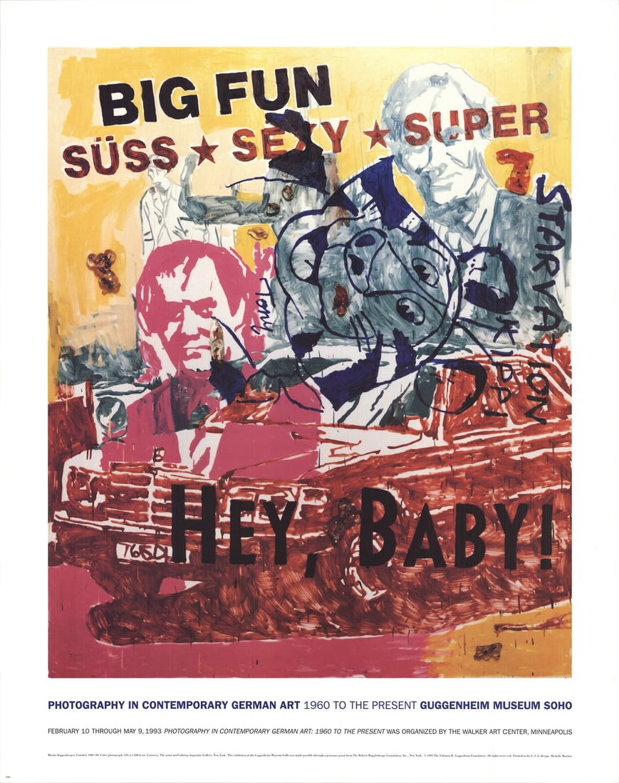 MARTIN KIPPENBERGER Hey Baby! 33.5" x 26.5" Offset Lithograph 1993 Pop Art Multi (1 of 4)
