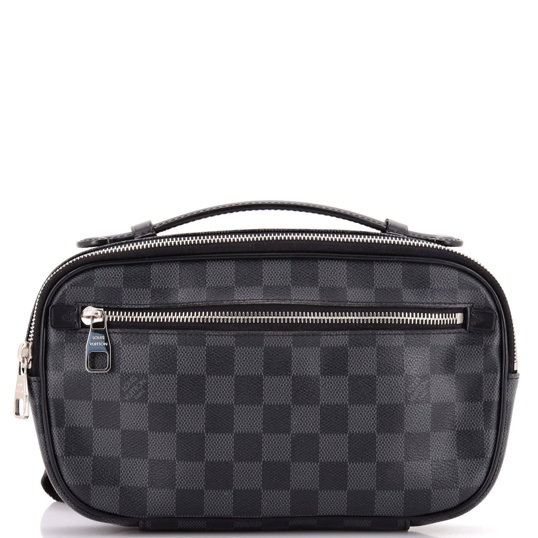 Louis Vuitton graphite damier waist ambler bag: Louis Vuitton graphite damier waist ambler bag Own the timeless elegance of Louis Vuitton's iconic Ambler Waist Bag, crafted from durable canvas-coated exterior in sleek graphite damier print. With it
