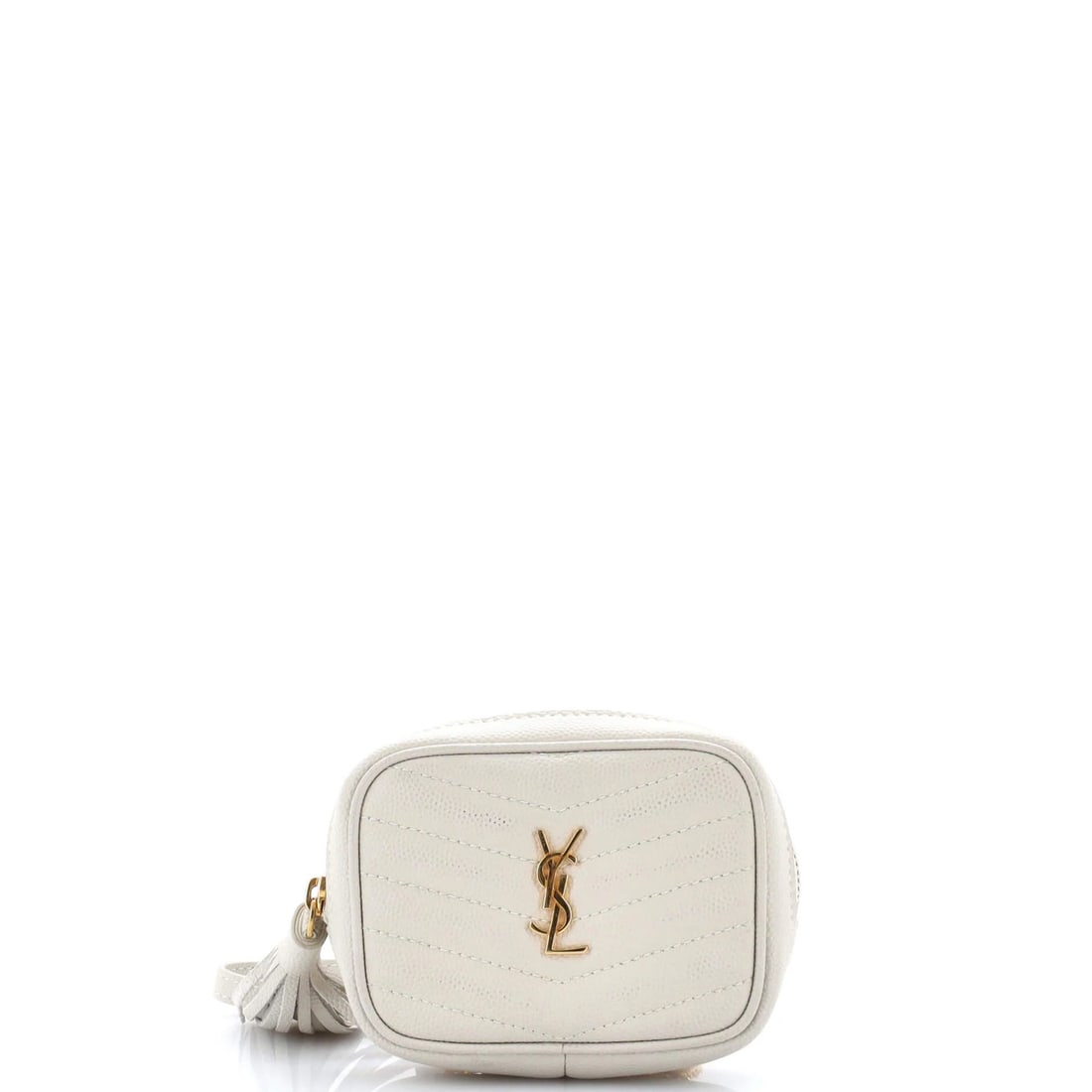 Leather baby camera bag with chevron matelasse from Saint Laurent: Leather baby camera bag with chevron matelasse from Saint Laurent Adorn your little one in style with the Saint Laurent Leather Baby Camera Bag, boasting a chic neutral exterior and luxurious chevron