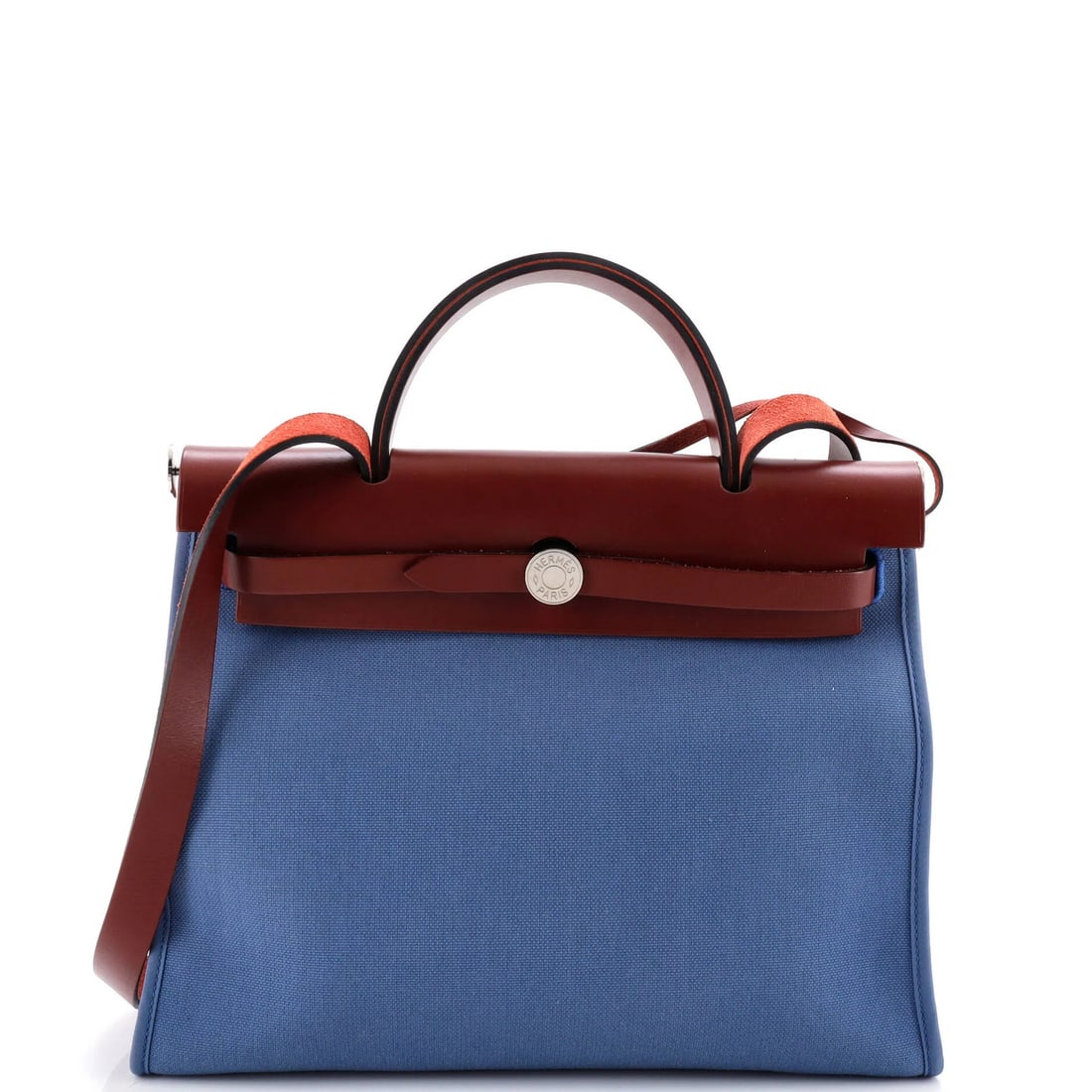 Hermes Herbag Zip Leather and Toile 31: Hermes Herbag Zip Leather and Toile 31 The iconic Herm?s Herbag Zip Leather and Toile 31 is a timeless classic, boasting a striking blue canvas exterior with elegant leather trim and signature Herm?s