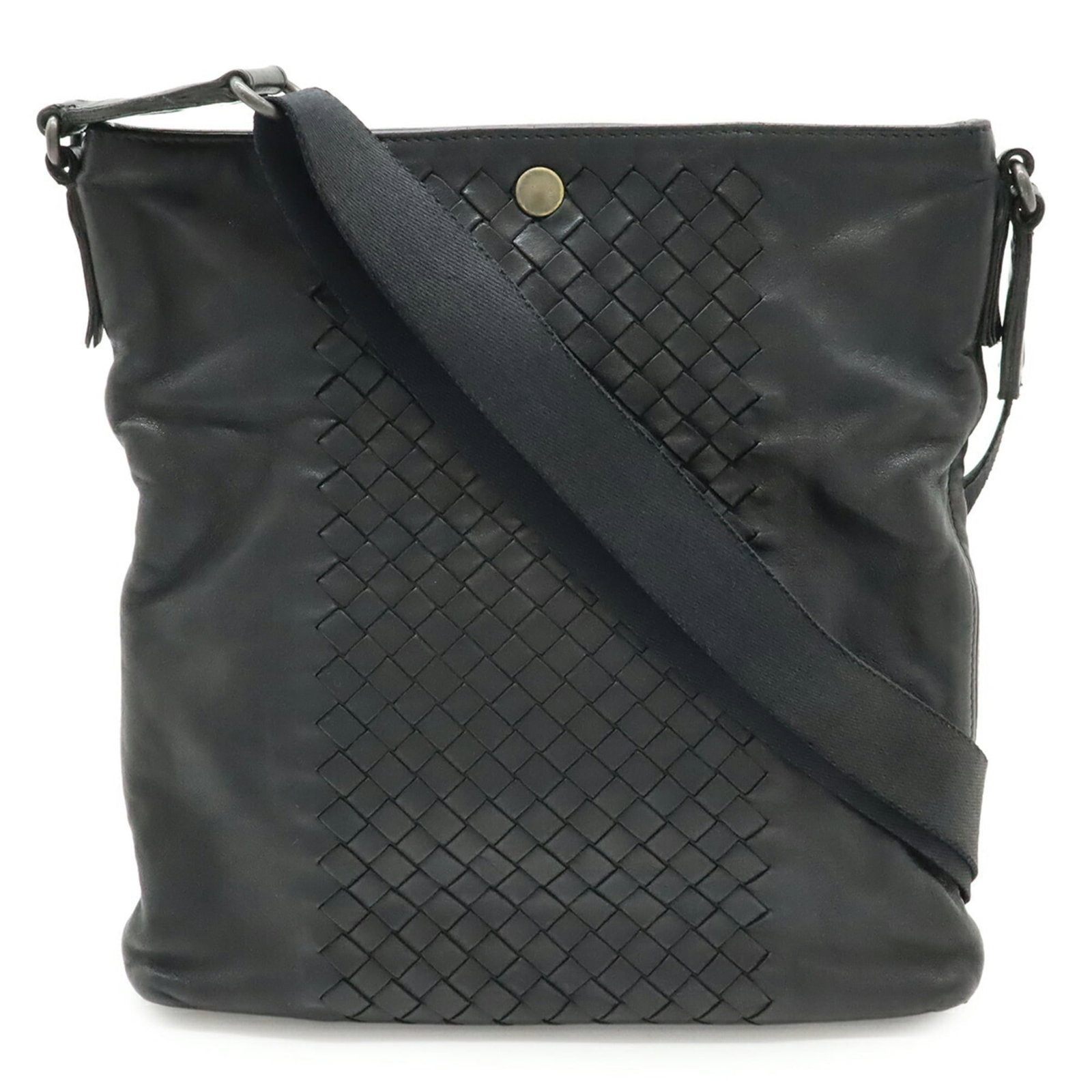 Bottega Veneta Leather Shoulder Bag: Bottega Veneta Leather Shoulder Bag A timeless Bottega Veneta leather shoulder bag in sleek black, boasting the iconic intrecciato woven pattern that adds an air of sophistication to any outfit. With