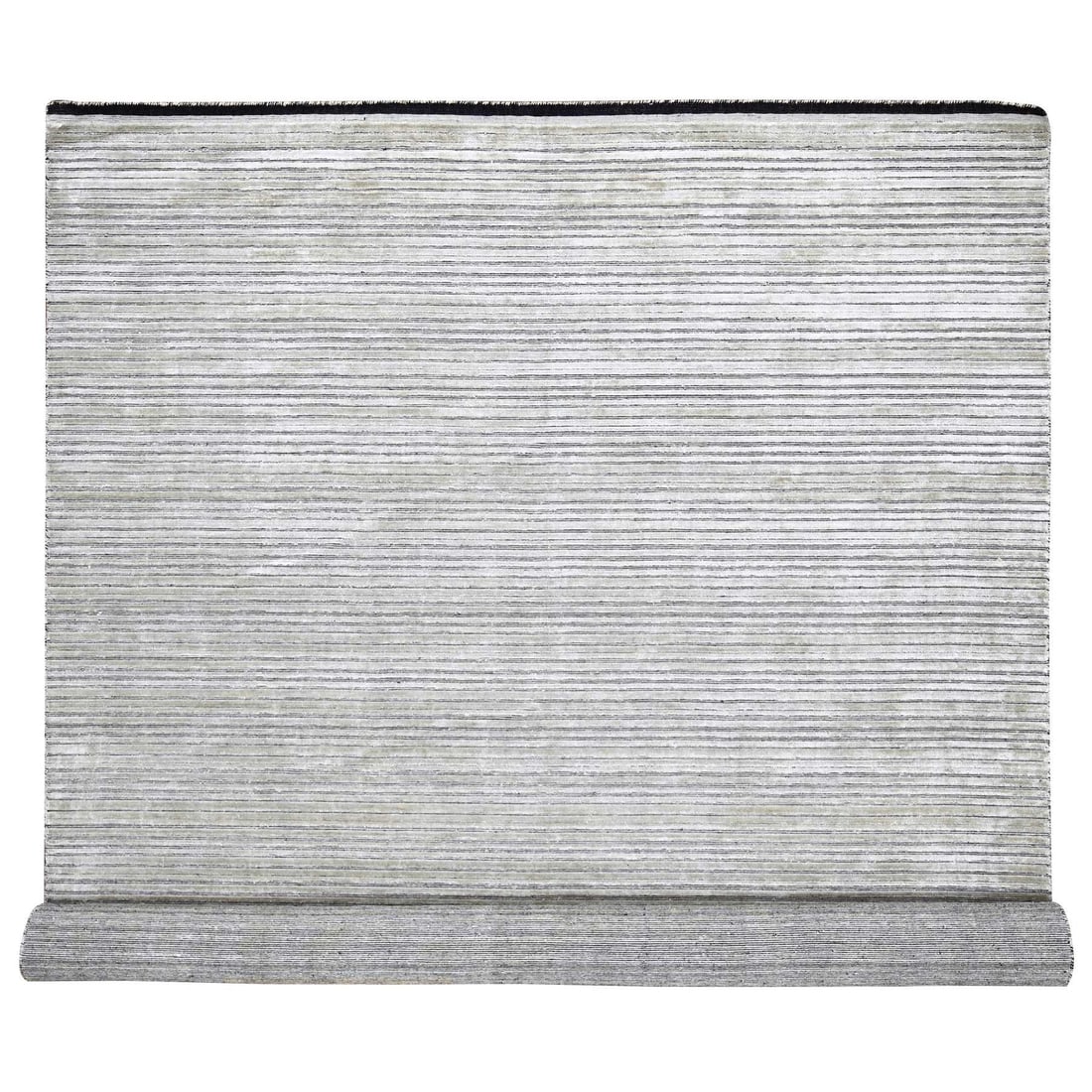 10'x14' Taupe Modern Textured Design Wool & Silk Hand Loomed Oriental Rug (1 of 11)