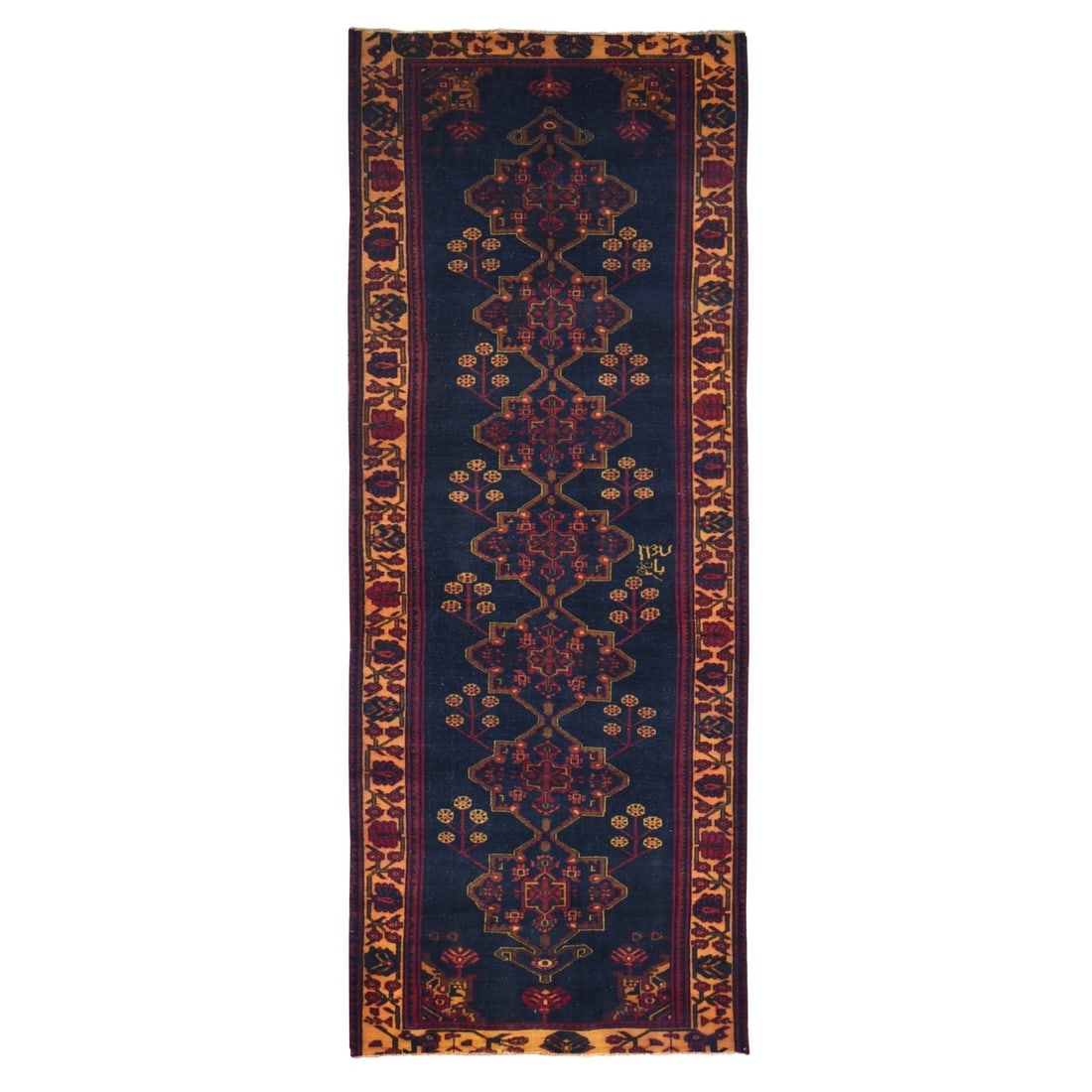 5'1"x13'3" Blue Vintage Baktiarjoon Hand Knotted Wool Wide Runner Rug (1 of 11)
