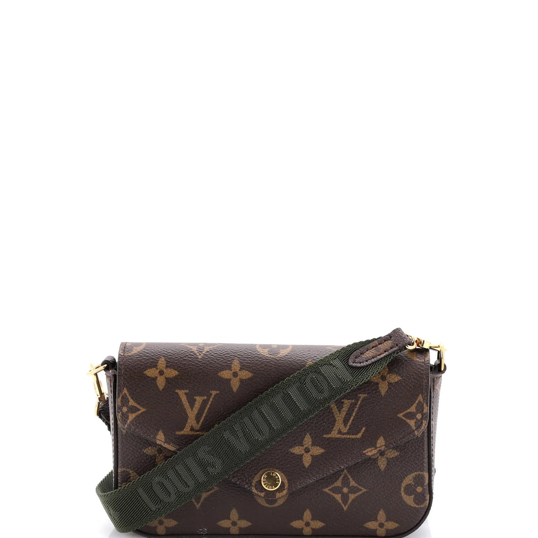 Louis Vuitton monogram canvas strap handbag felicie go: Louis Vuitton monogram canvas strap handbag felicie go A stylish and functional Louis Vuitton Felicie Go cross body bag, boasting the iconic monogram canvas exterior in rich brown tones, with a