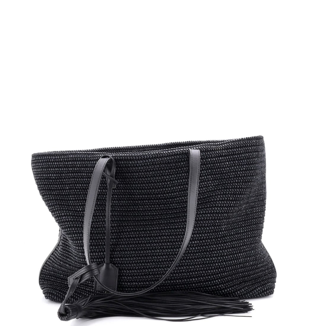 Saint Laurent Shopper Woven Tote Raffia East West: Saint Laurent Shopper Woven Tote Raffia East West Elevate your everyday style with the iconic Saint Laurent Shopper Woven Tote, crafted from rich raffia and supple leather. The timeless design boasts