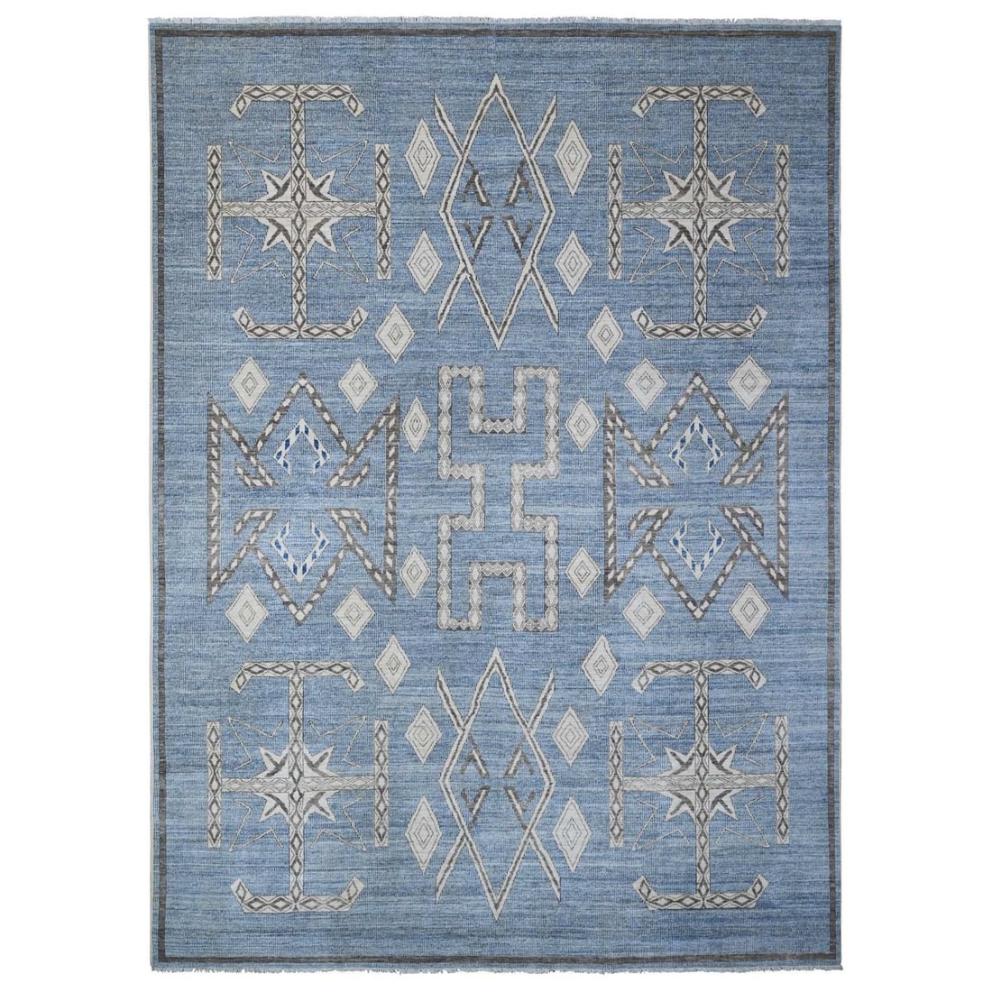 10'x13'9" Air Force Blue Peshawar With Berber Influence Oriental Rug (1 of 12)