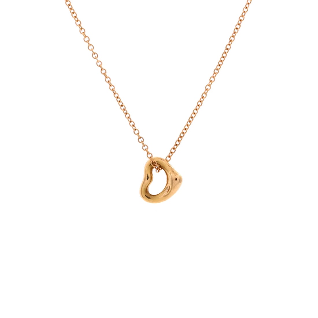 Tiffany & Co. Elsa Peretti Open Heart Pendant Necklace 18K Rose Gold 7mm: Tiffany & Co. Elsa Peretti Open Heart Pendant Necklace 18K Rose Gold 7mm Elegant and timeless, the Elsa Peretti Open Heart Pendant Necklace is a stunning 18K rose gold masterpiece. This iconic