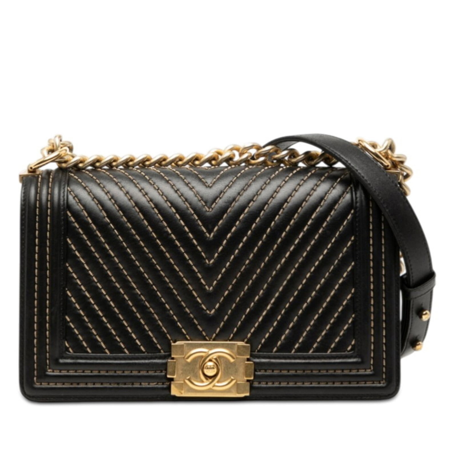 Chanel Leather Shoulder Bag: Chanel Leather Shoulder Bag A timeless Chanel classic, this lambskin shoulder bag boasts sleek black leather and gold hardware, exuding effortless chic. With its spacious interior and adjustable