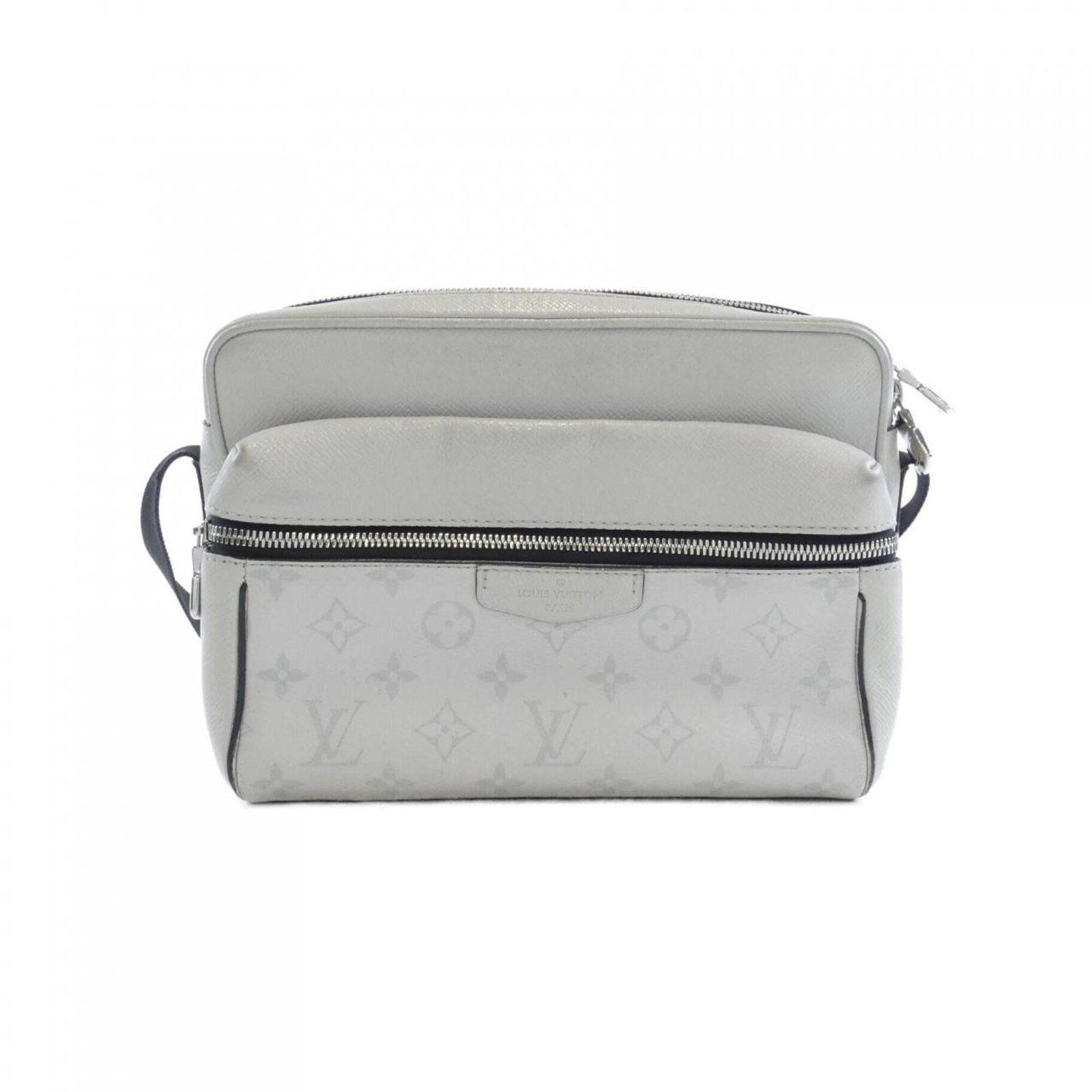 Louis Vuitton Coated Canvas Leather Shoulder Bag: Louis Vuitton Coated Canvas Leather Shoulder Bag A timeless piece from the iconic Louis Vuitton brand, this coated canvas leather shoulder bag boasts a sleek gray color and premium calf leather trim,