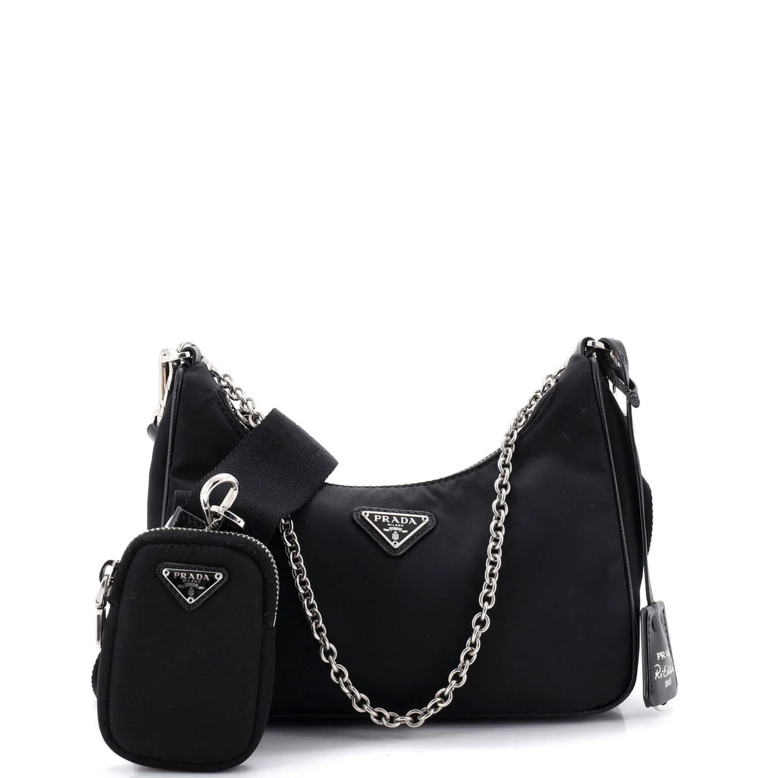 Tessuto Prada Small Re-Edition Shoulder Bag 2005: Tessuto Prada Small Re-Edition Shoulder Bag 2005 Experience the timeless elegance of Prada's iconic Tessuto Small Re-Edition Shoulder Bag, crafted from durable nylon and boasting a sleek black