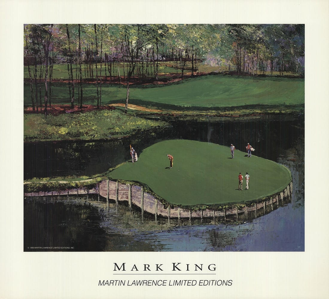 King Mark Golf 25" x 27.5" Lithograph 1993 Realism Brown Green Gray (1 of 1)