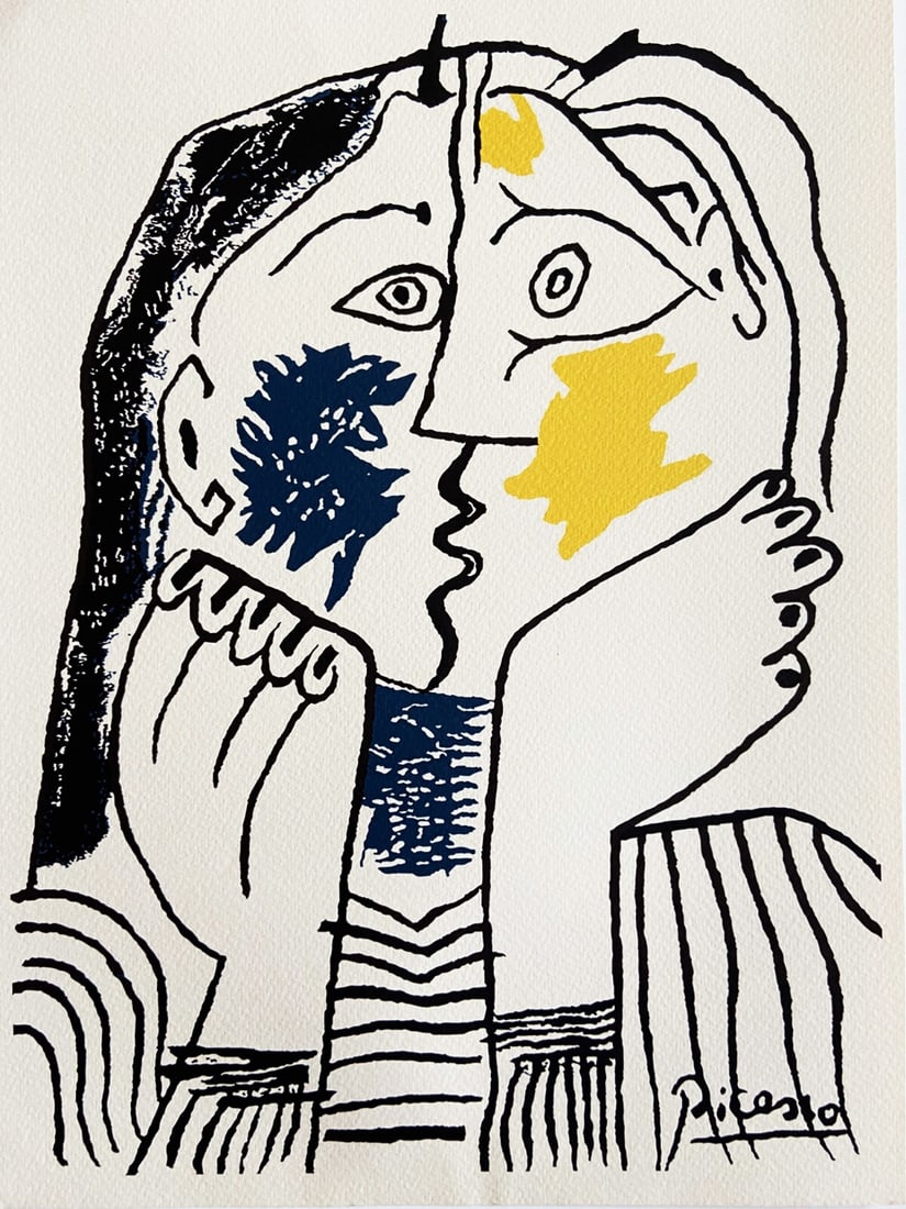 Pablo Picasso Lithograph Certificate: Pablo Picasso Lithograph Certificate Own a piece of art history with this stunning lithograph certificate signed by Pablo Picasso, featuring his iconic 1979 design "Kiss". Created on high-quality art