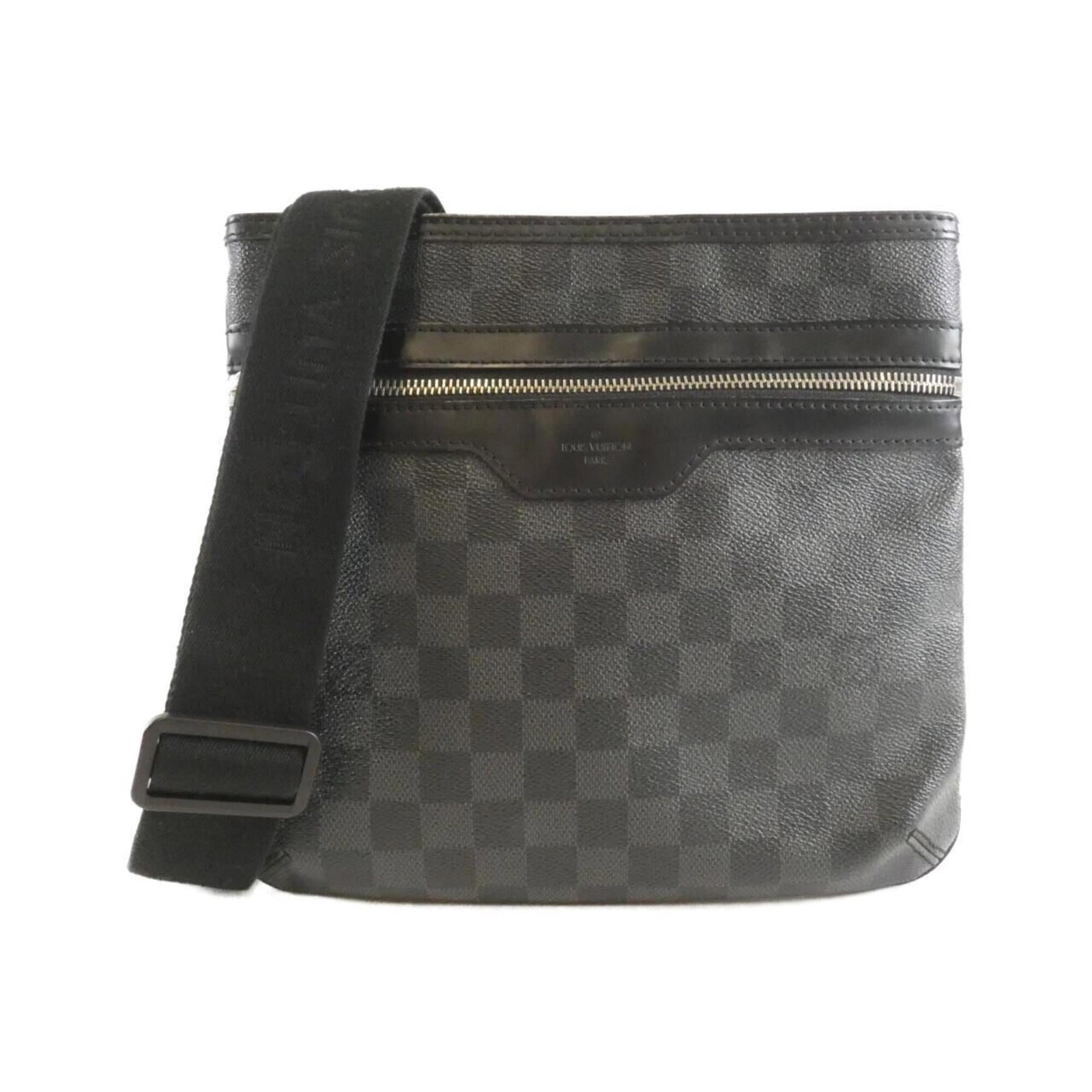Louis Vuitton Coated Canvas Shoulder Bag: Louis Vuitton Coated Canvas Shoulder Bag A pre-owned Louis Vuitton shoulder bag in dark gray coated canvas, boasting the iconic brand's signature style and durability. With its classic design and spac