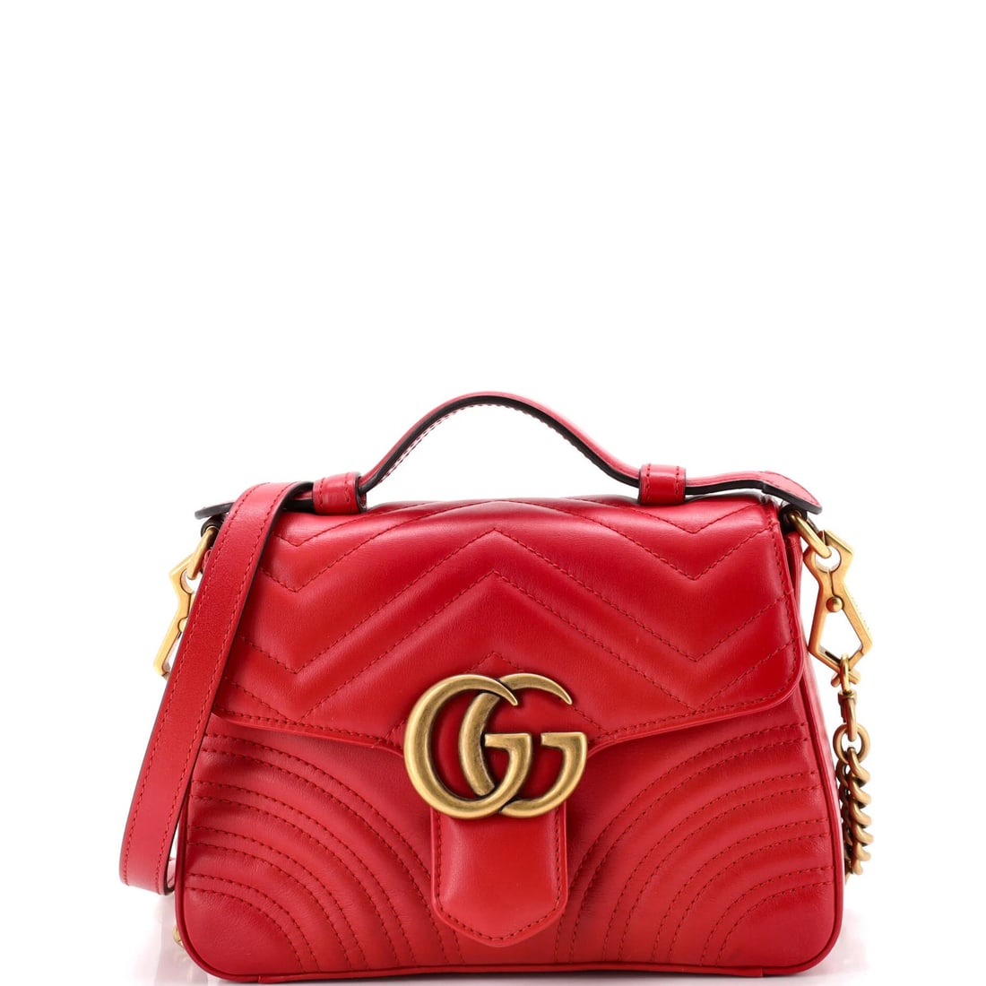Gucci GG Marmont Top Handle Flap Bag Matelasse Leather Mini (1 of 6)