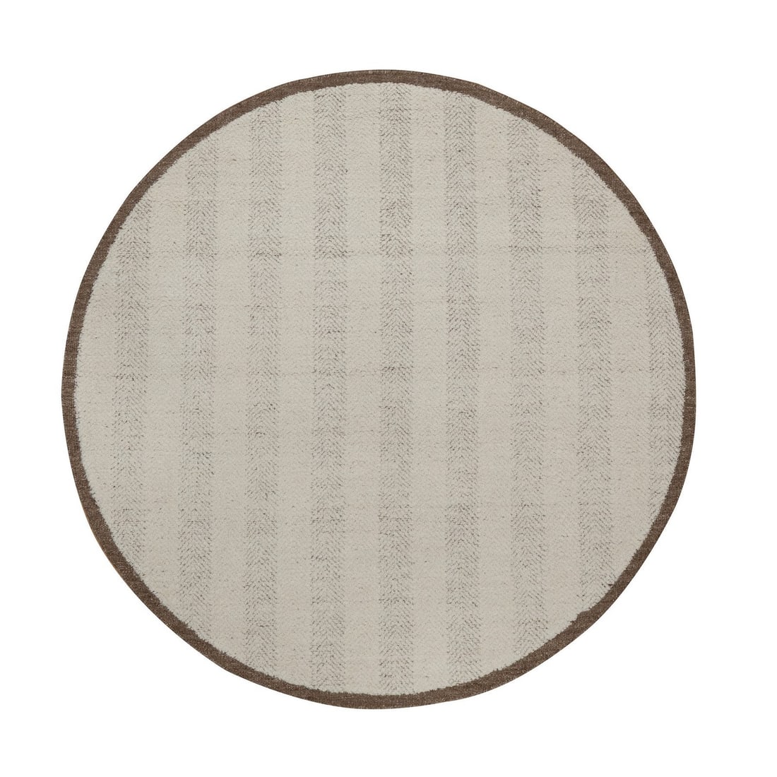 6'x6' Ivory Hand Knotted Modern Piled Flat Weave Textured Wool Round Rug (1 of 8)