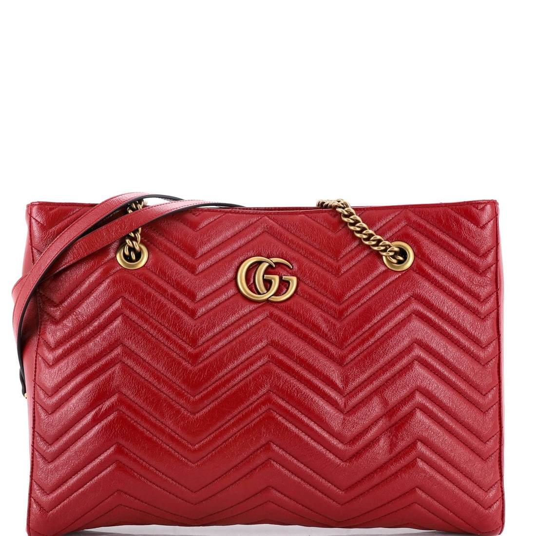 Gucci medium matelasse leather zip tote Marmont: Gucci medium matelasse leather zip tote Marmont Experience the timeless elegance of Gucci's iconic Marmont style with this stunning medium matelasse leather zip tote in rich red. Crafted from