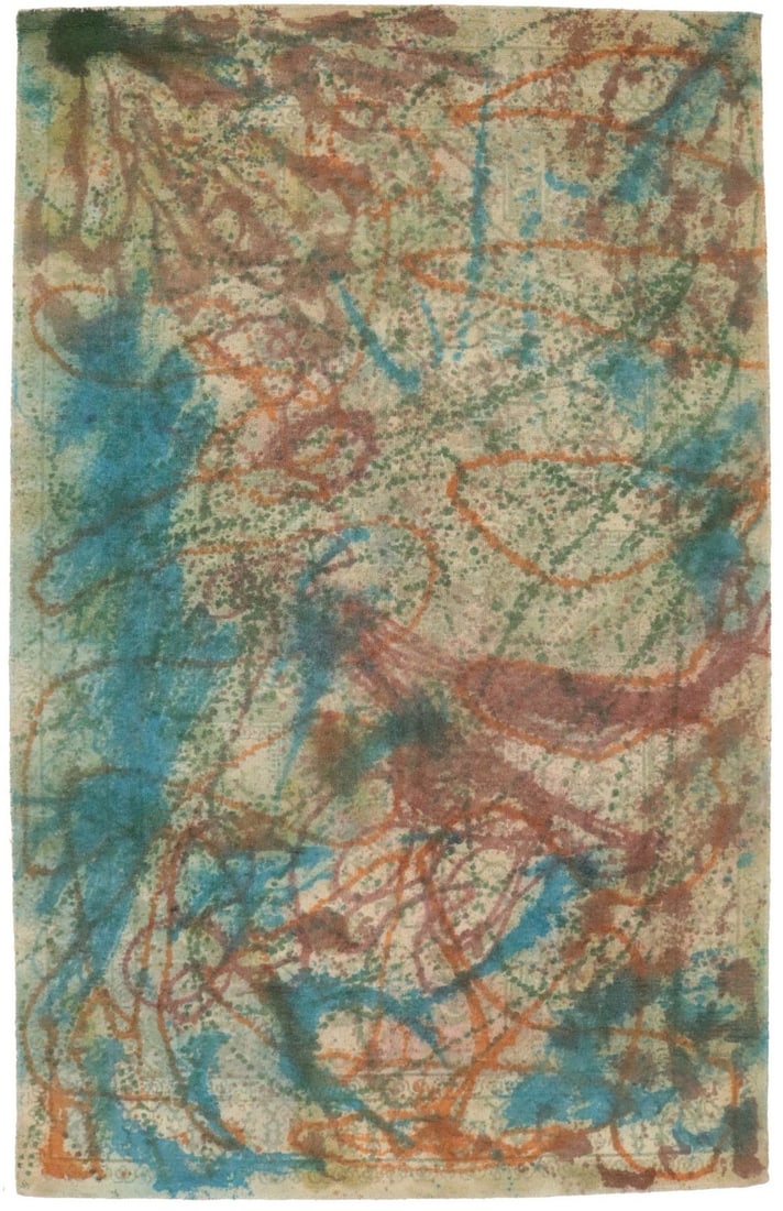 Modern hand-tufted abstract carpet rug for kids room decor in multicolored 5x8 ft. (1 of 13)