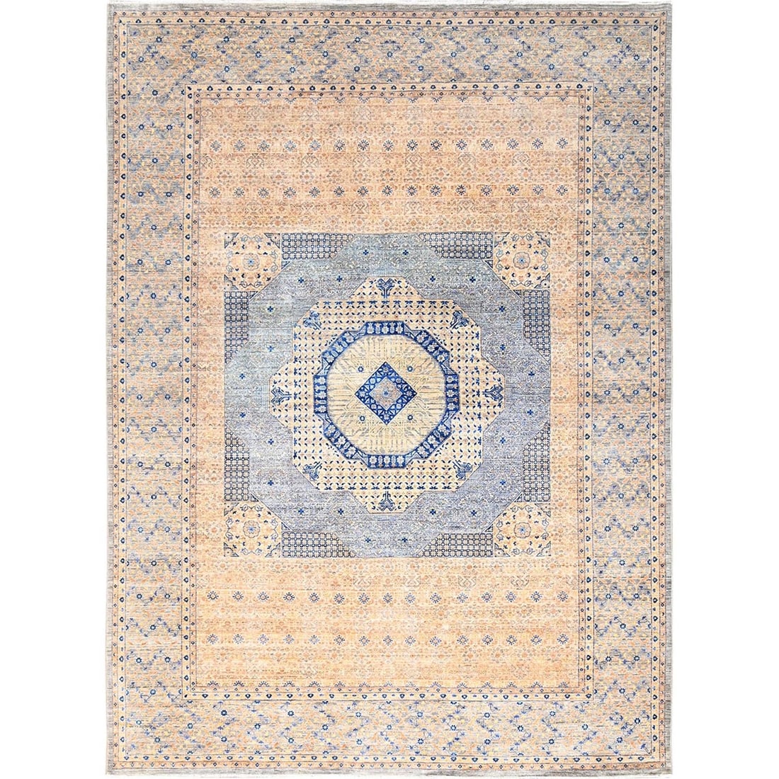9'10"x13'10" Brown Mamluk Design 200 KPSI Soft Wool Hand Knotted Rug (1 of 12)
