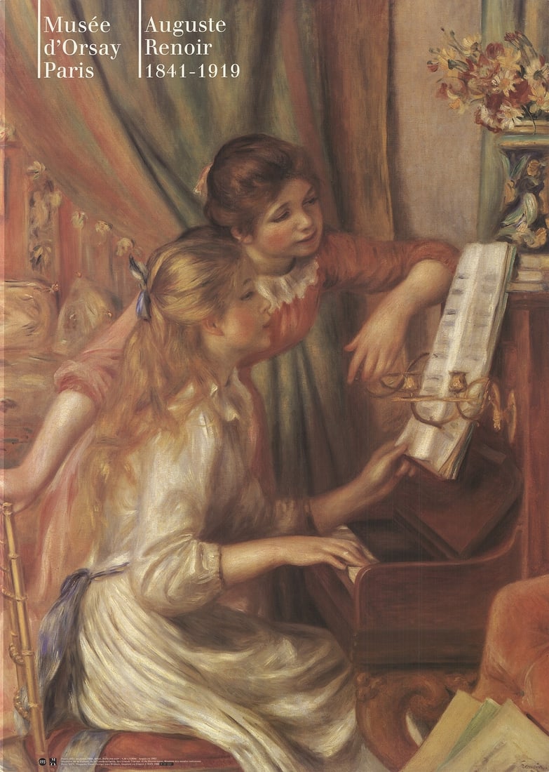 PIERRE-AUGUSTE RENOIR Jeunes Filles Au Piano 54" x 38.5" Offset Lithograph 1991: PIERRE-AUGUSTE RENOIR Jeunes Filles Au Piano 54" x 38.5" Offset Lithograph 1991 Experience the captivating charm of Pierre-Auguste Renoir's "Jeunes Filles Au Piano", a stunning offset lithograph from