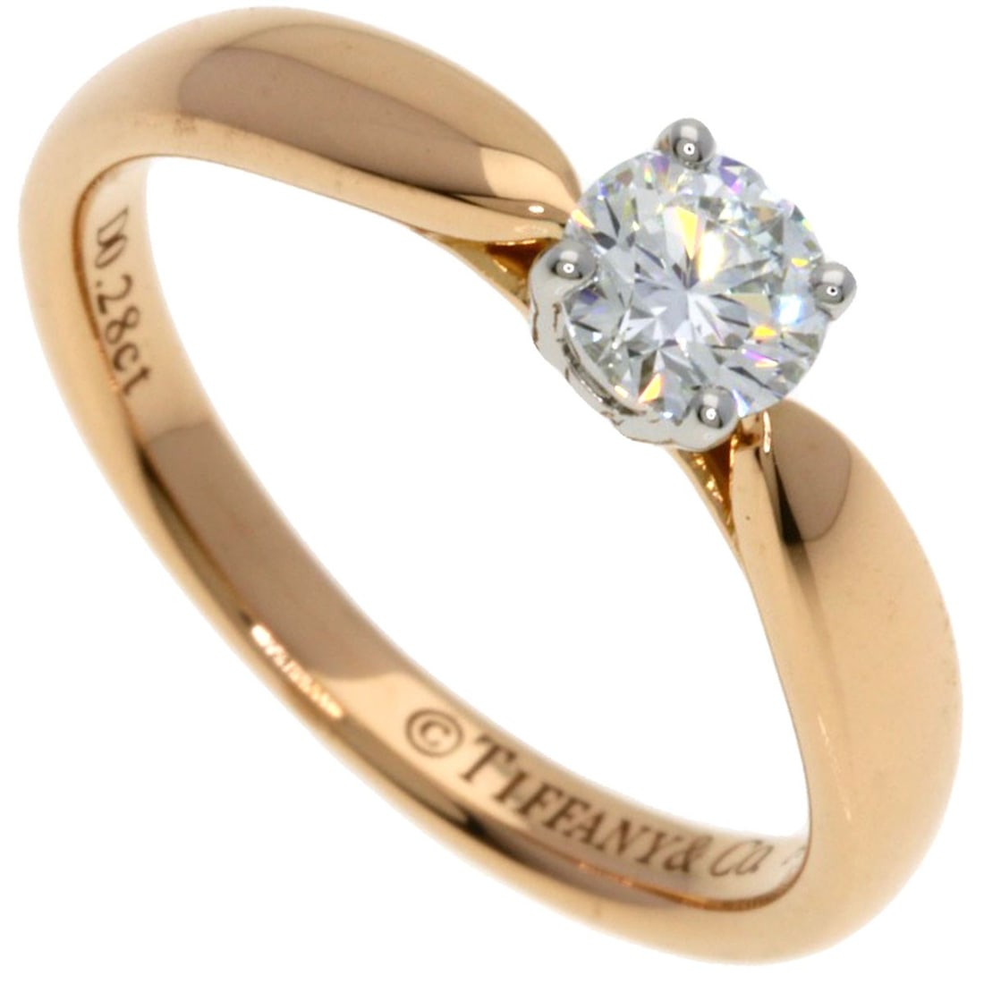 TIFFANY&Co. Harmony Solitaire Diamond F-VVS2-EX Ring K18 Pink Gold PT950 (1 of 8)