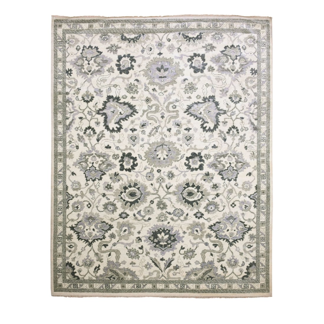 8'2"x10'5" Ivory Wool Anatolian Design Oushak Hand Knotted Oriental Rug: 8'2"x10'5" Ivory Wool Anatolian Design Oushak Hand Knotted Oriental Rug Experience the rich beauty of India's ancient traditions with this stunning 8'2"x10'5" Ivory Wool Anatolian Design Oushak Hand