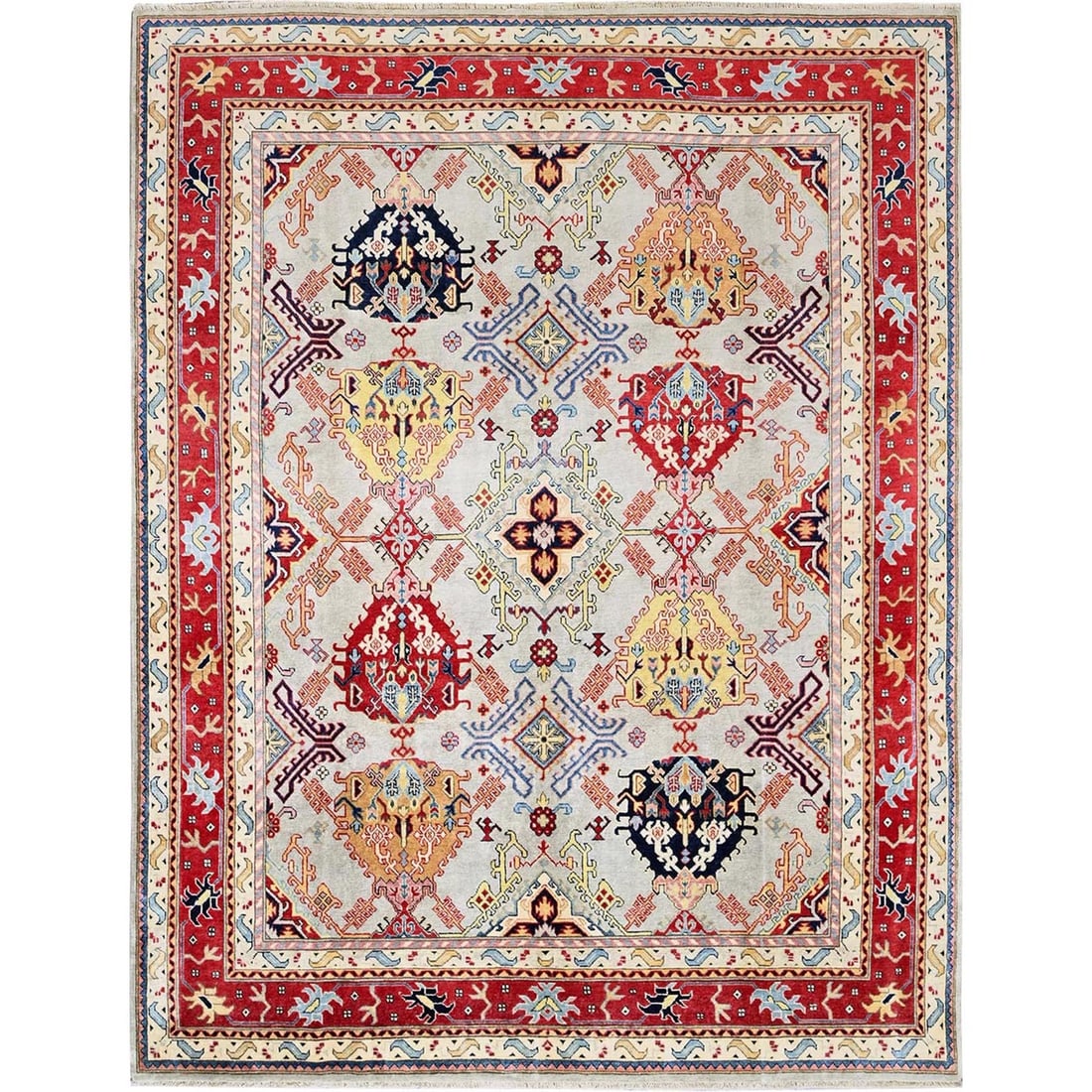 7'10"x9'10" Whisper Green Afghan Oushak Design 100% Wool Hand Knotted Rug: 7'10"x9'10" Whisper Green Afghan Oushak Design 100% Wool Hand Knotted Rug Experience the rich beauty of traditional Afghan craftsmanship in this stunning 7'10"x9'10" Whisper Green Oushak design rug,