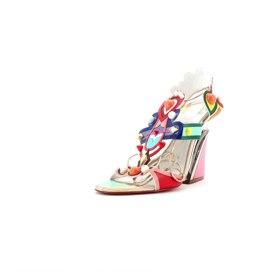 Christian Louboutin Womens Papagaya Leather Wedge Sandals (1 of 6)