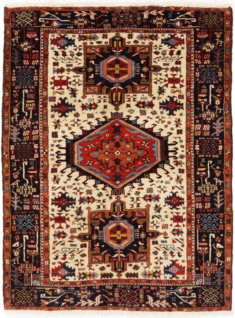 Vintage 5X7 Oriental Rug Geometric Design Boho Farmhouse Decor Carpet 5X7 ft (1 of 17)