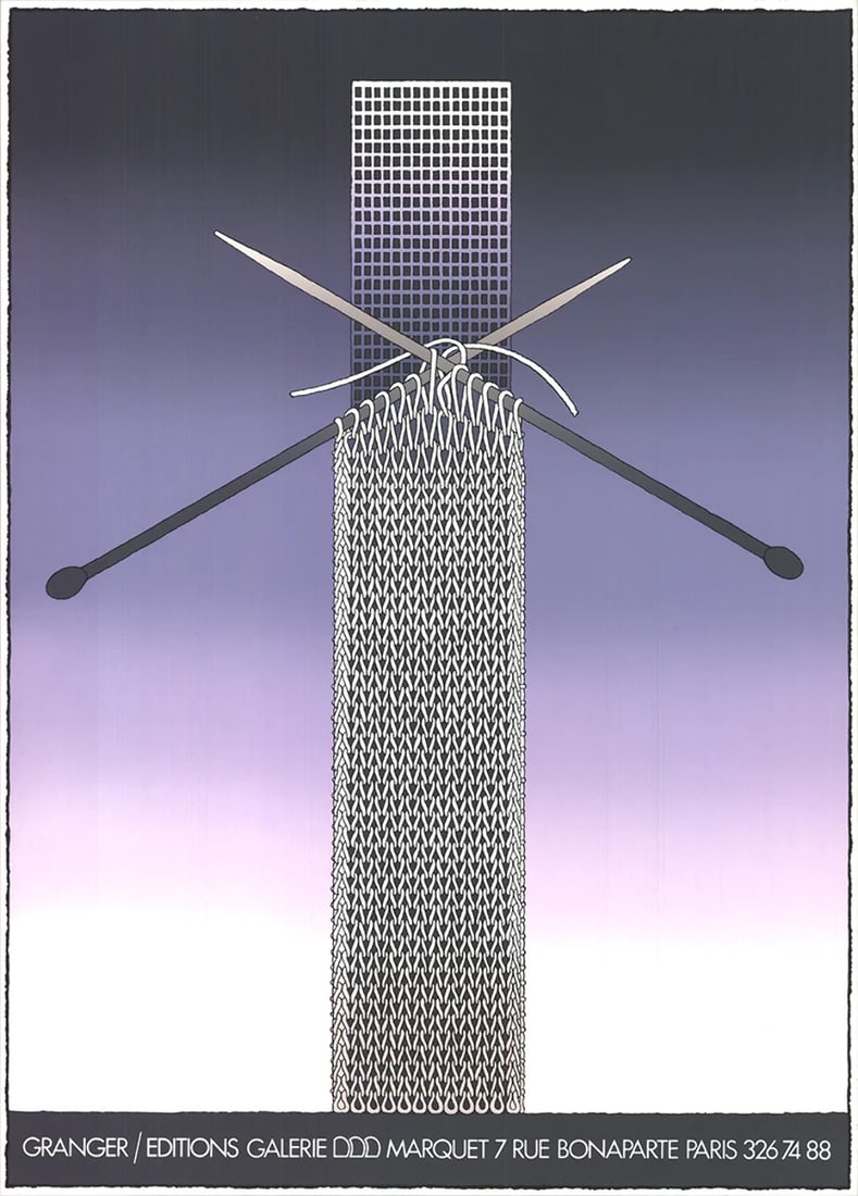 MICHEL GRANGER Galerie Marquet 30" x 21.5" Serigraph 1970 Surrealism Purple Sil (1 of 4)