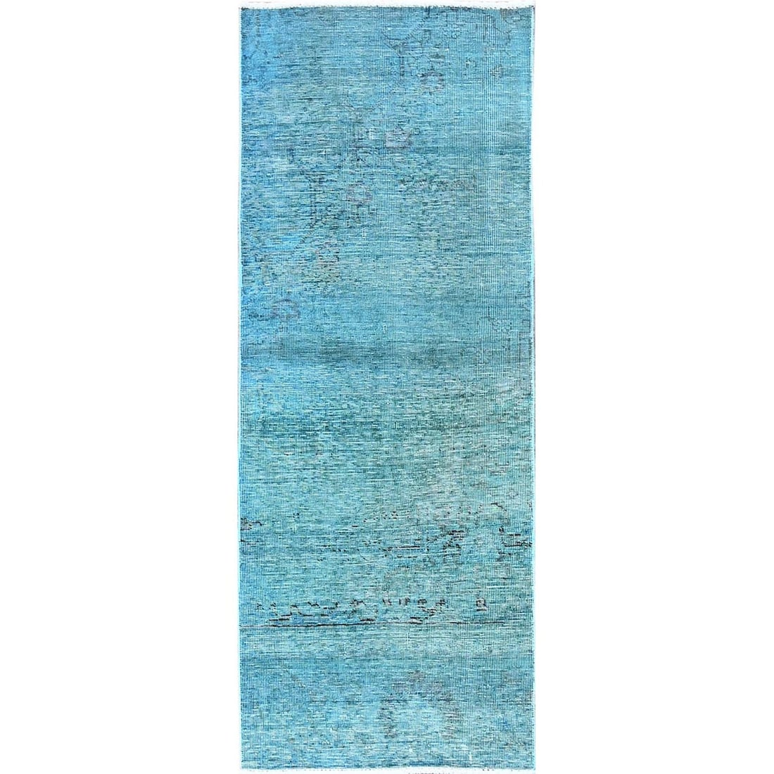 2'3"x6'1" Blue Overdyed Vintage Zoroastrian Hand Knotted Wool Runner Rug (1 of 7)