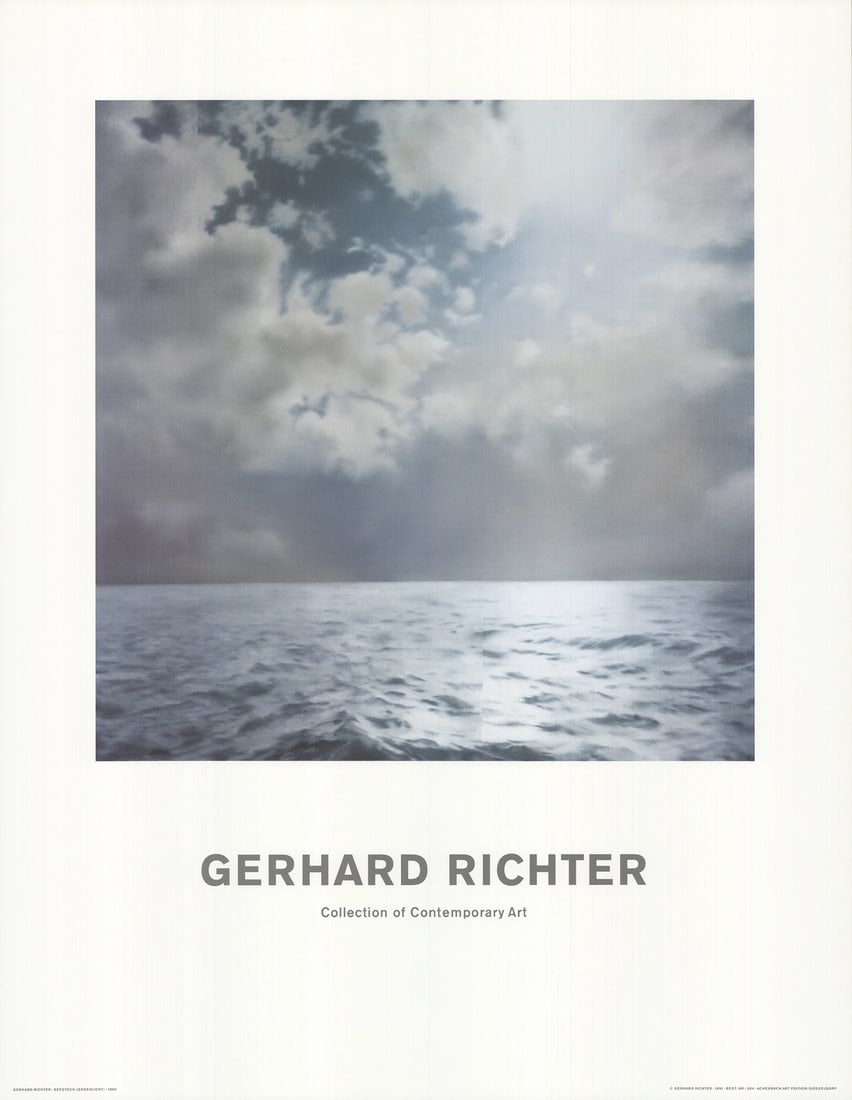 GERHARD RICHTER Seascape 35.5" x 27.5" Poster 1991 Contemporary Blue Gray Whit (1 of 1)