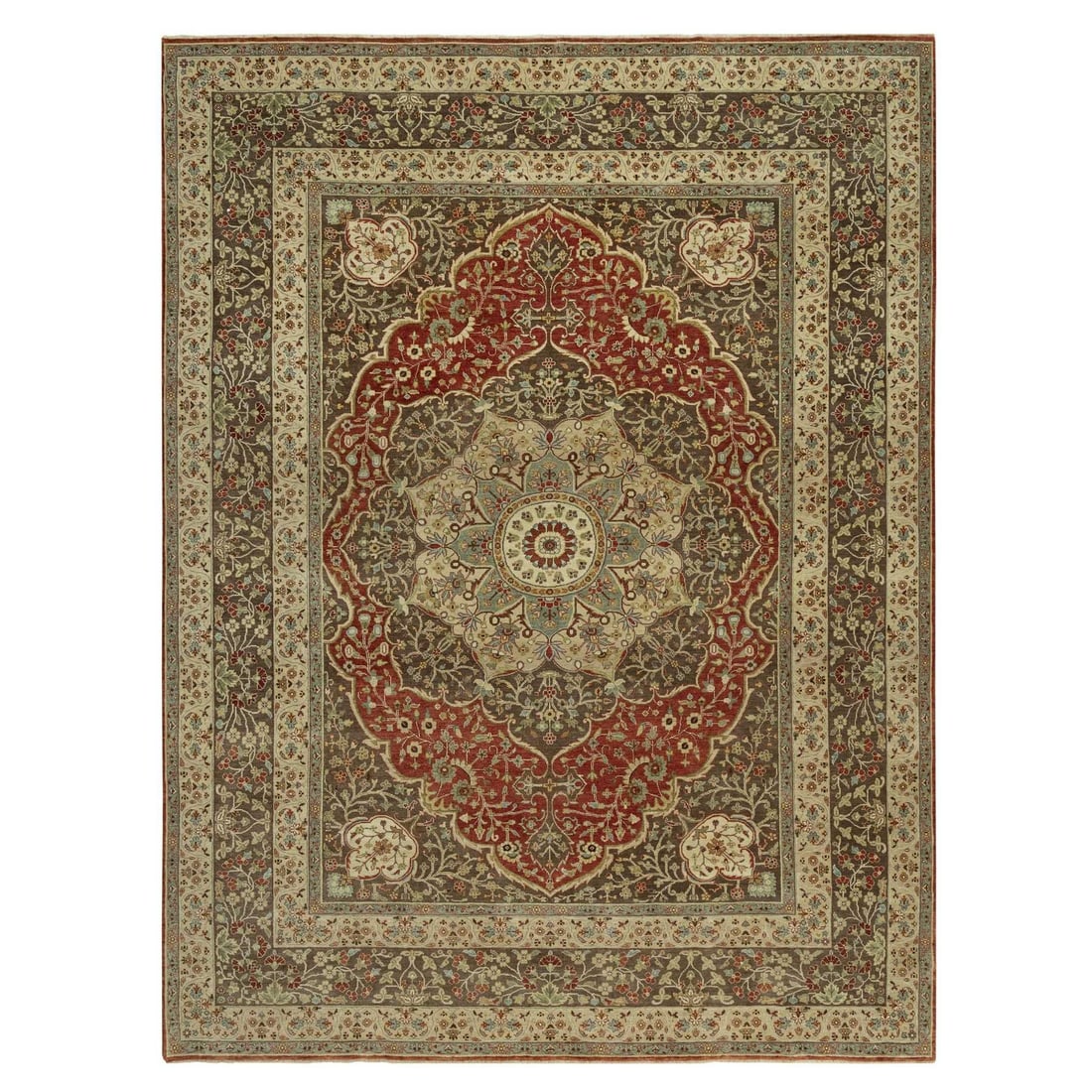 9'2"x12'1" Arroyo Red Tebraz Haji Jalili Soft Wool Pile Hand Knotted Rug (1 of 12)
