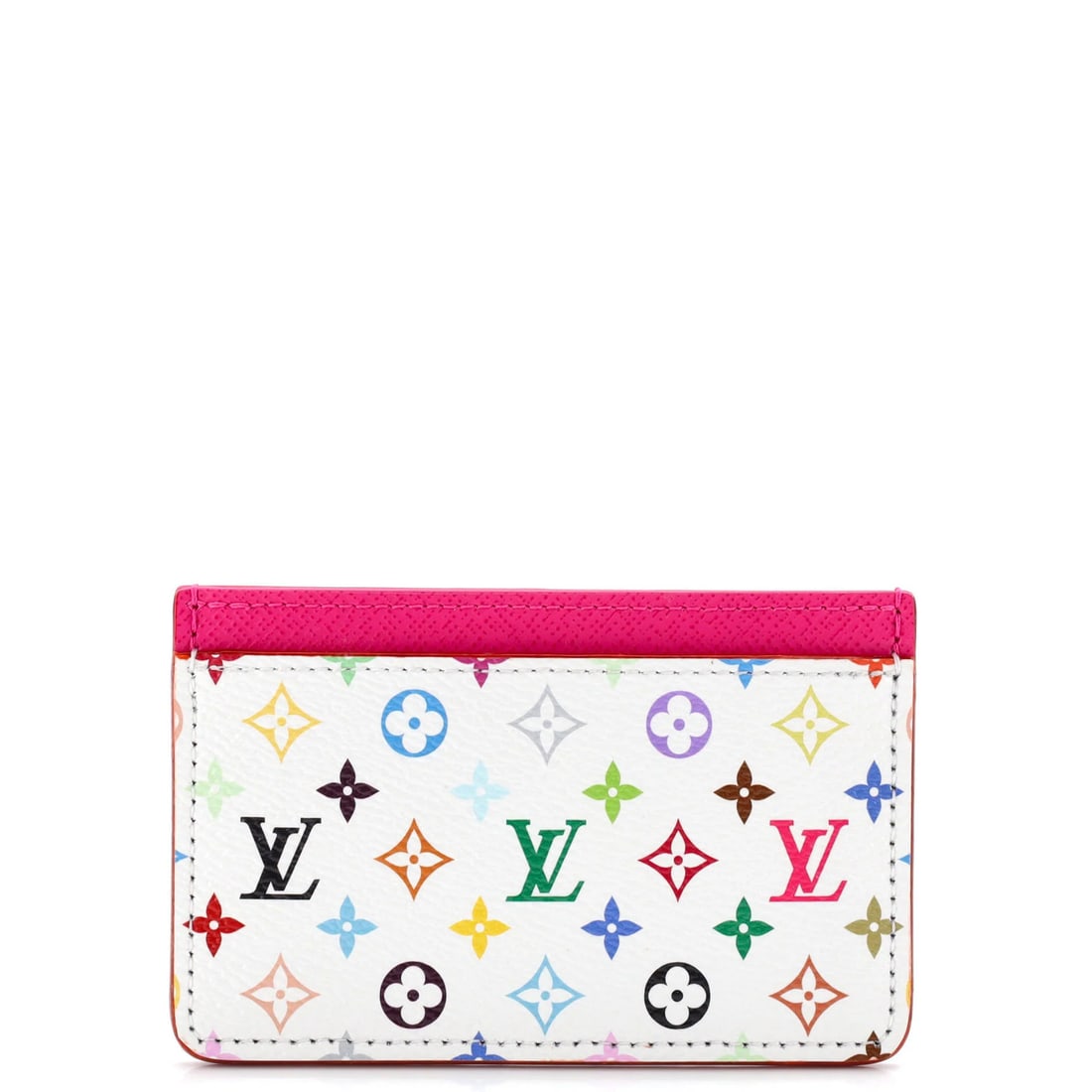 Louis Vuitton x Takashi Murakami Card Holder Monogram Multicolor with Leather: Louis Vuitton x Takashi Murakami Card Holder Monogram Multicolor with Leather Elevate your style with the iconic Louis Vuitton x Takashi Murakami card holder, boasting a vibrant multicolor monogram
